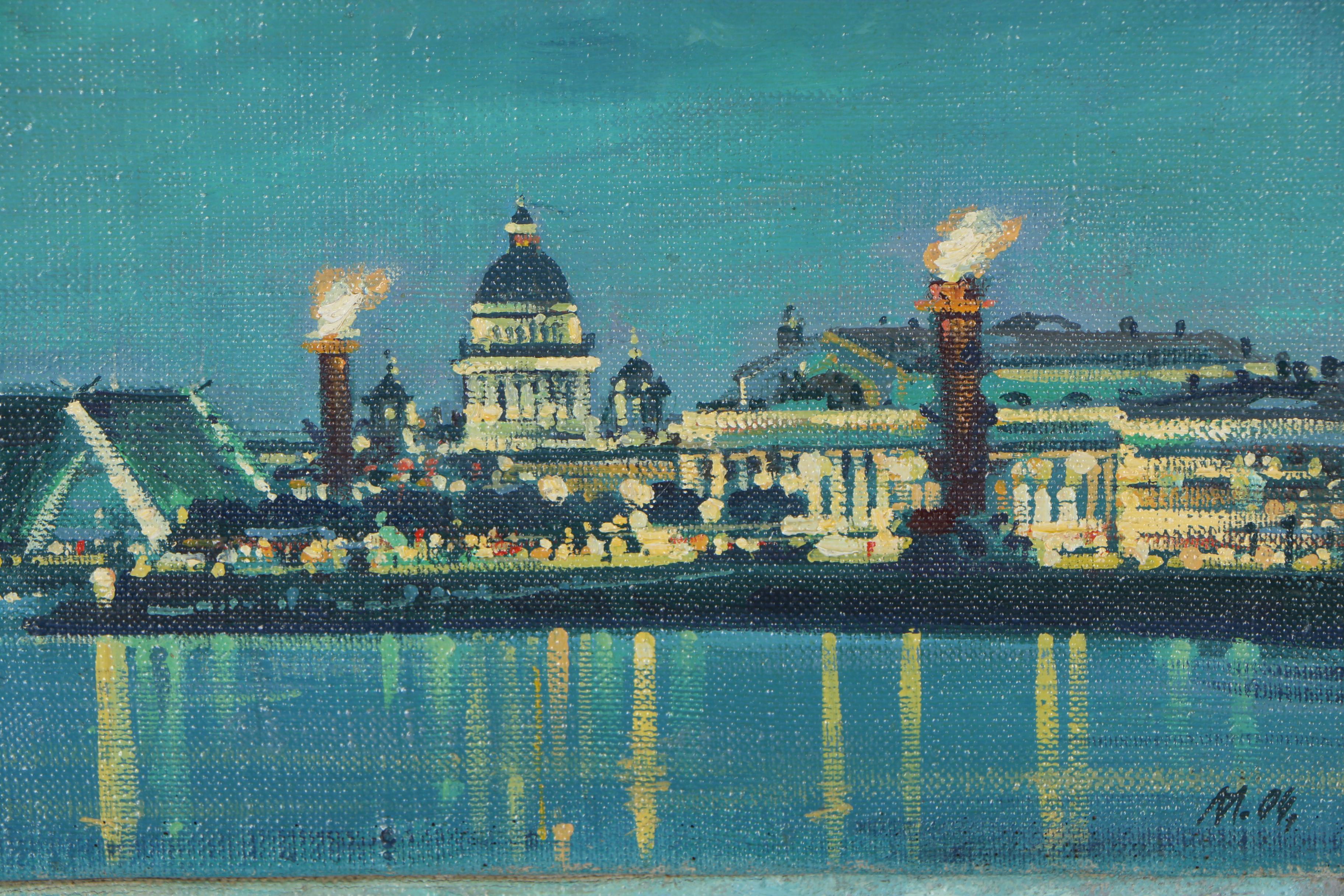Russian Oil Paintings "Savior on Spilled Blood" and "Panorama of the Neva"