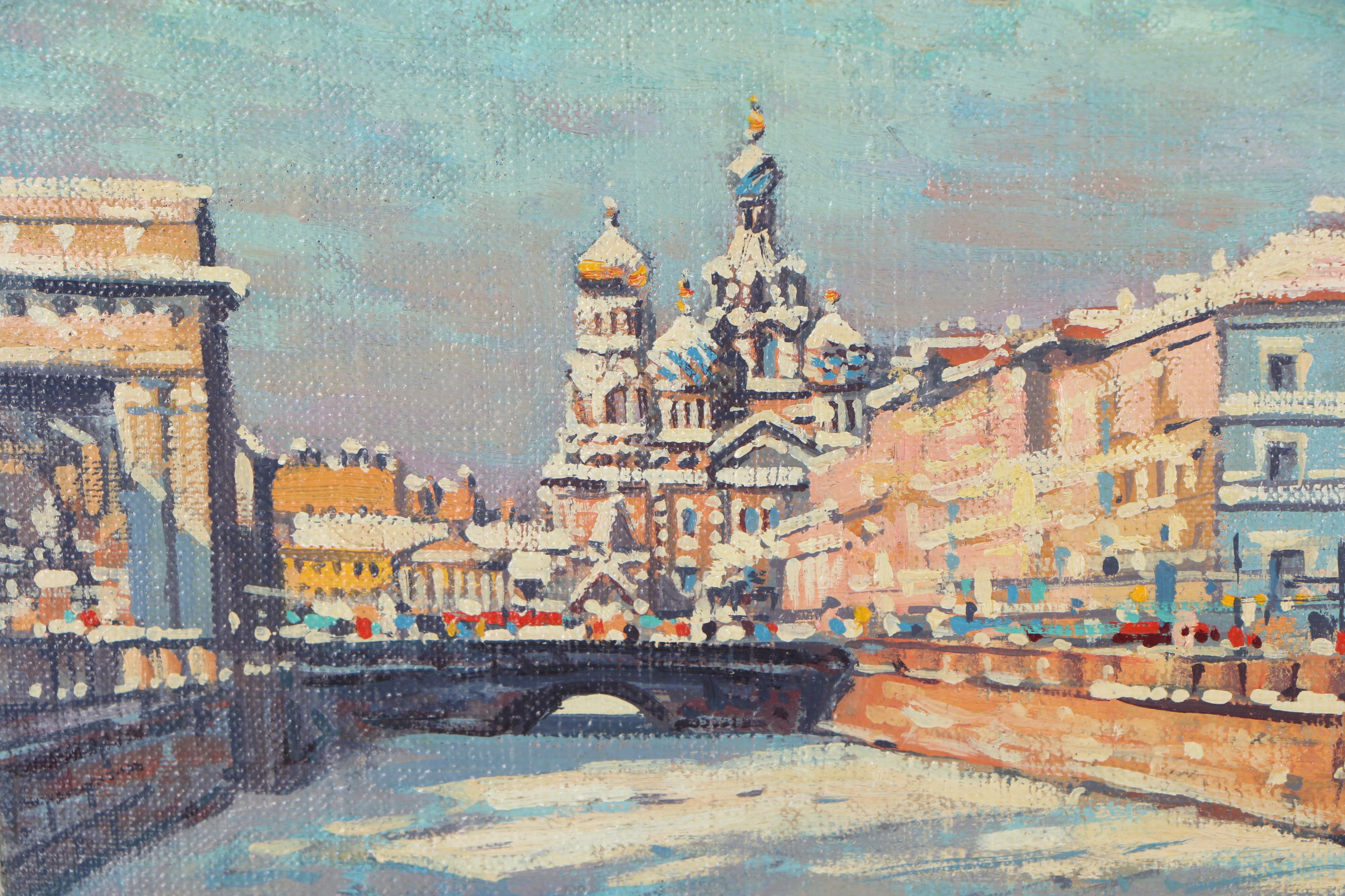 Russian Oil Paintings "Savior on Spilled Blood" and "Panorama of the Neva"