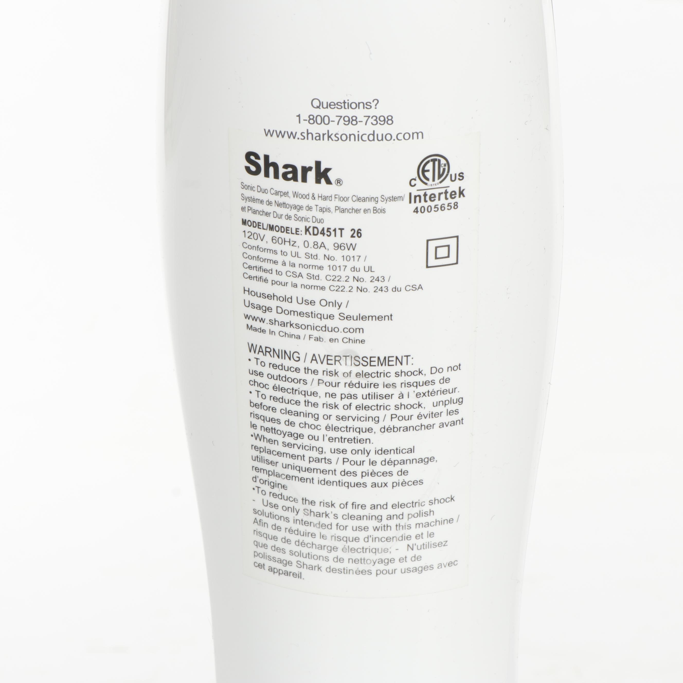 Shark ZZ550 Sonic Duo Carpet and Hardwood Floor Cleaner