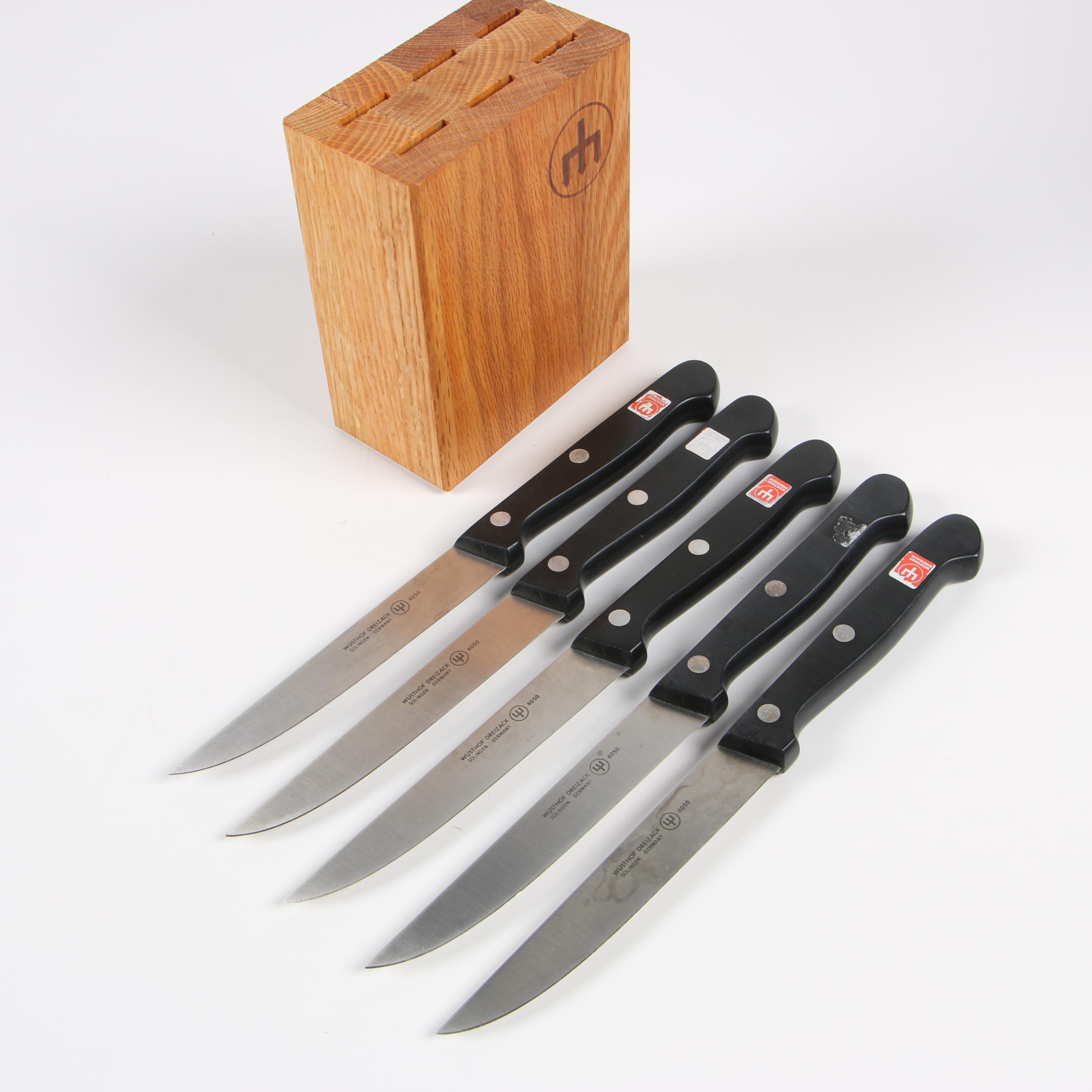 J. A. Henckels and Wüsthof Dreizack Kitchen Knives with Storage Blocks