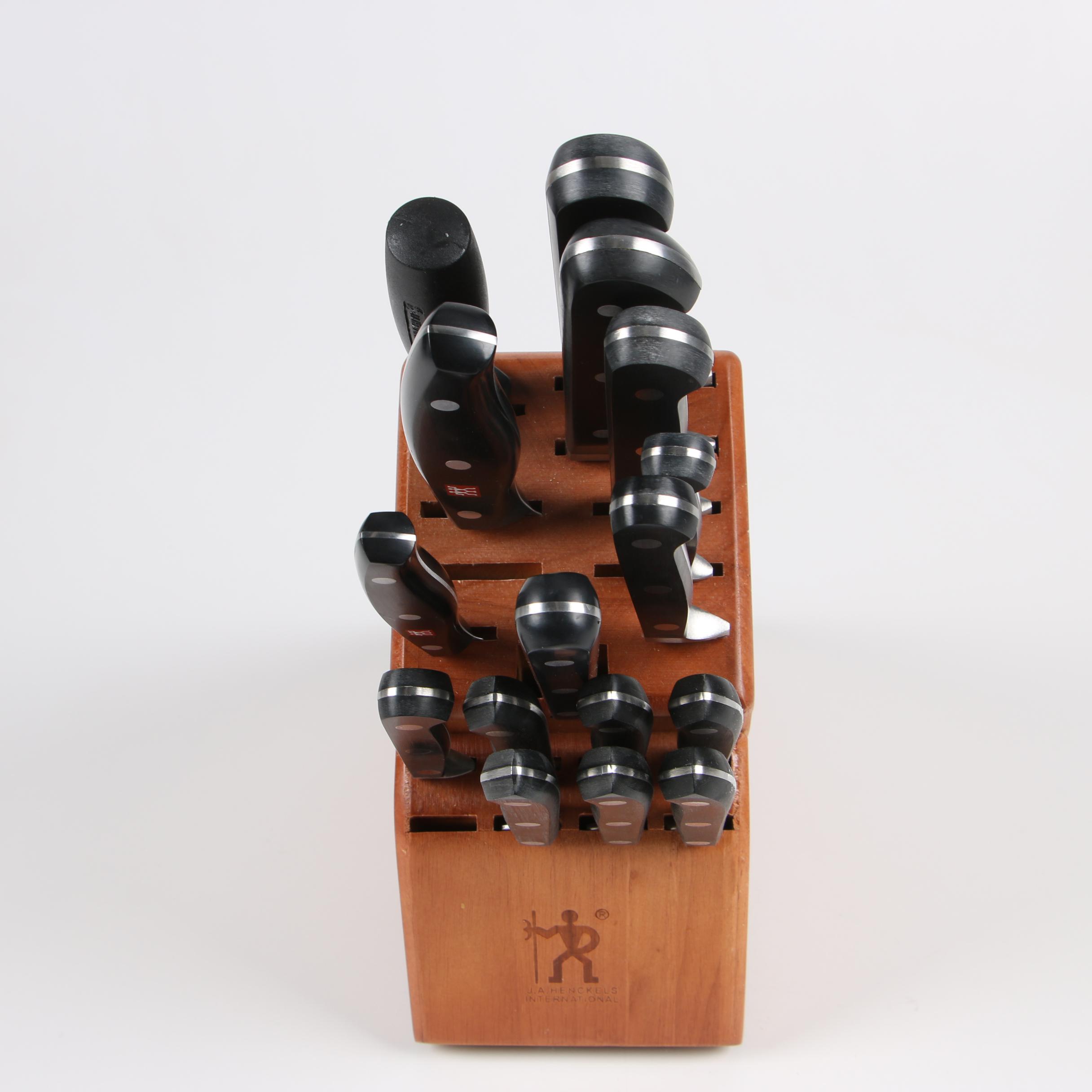 J. A. Henckels and Wüsthof Dreizack Kitchen Knives with Storage Blocks