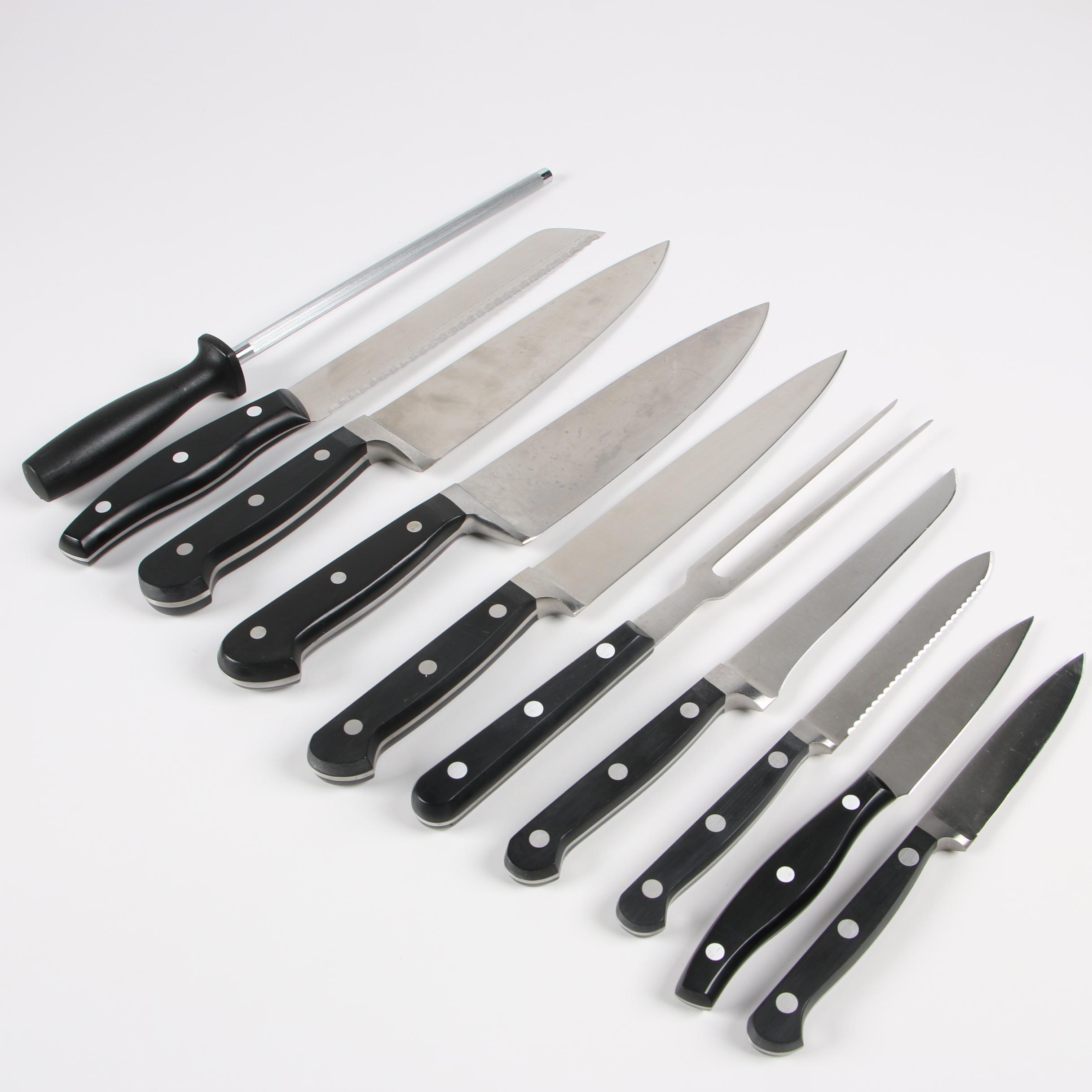J. A. Henckels and Wüsthof Dreizack Kitchen Knives with Storage Blocks