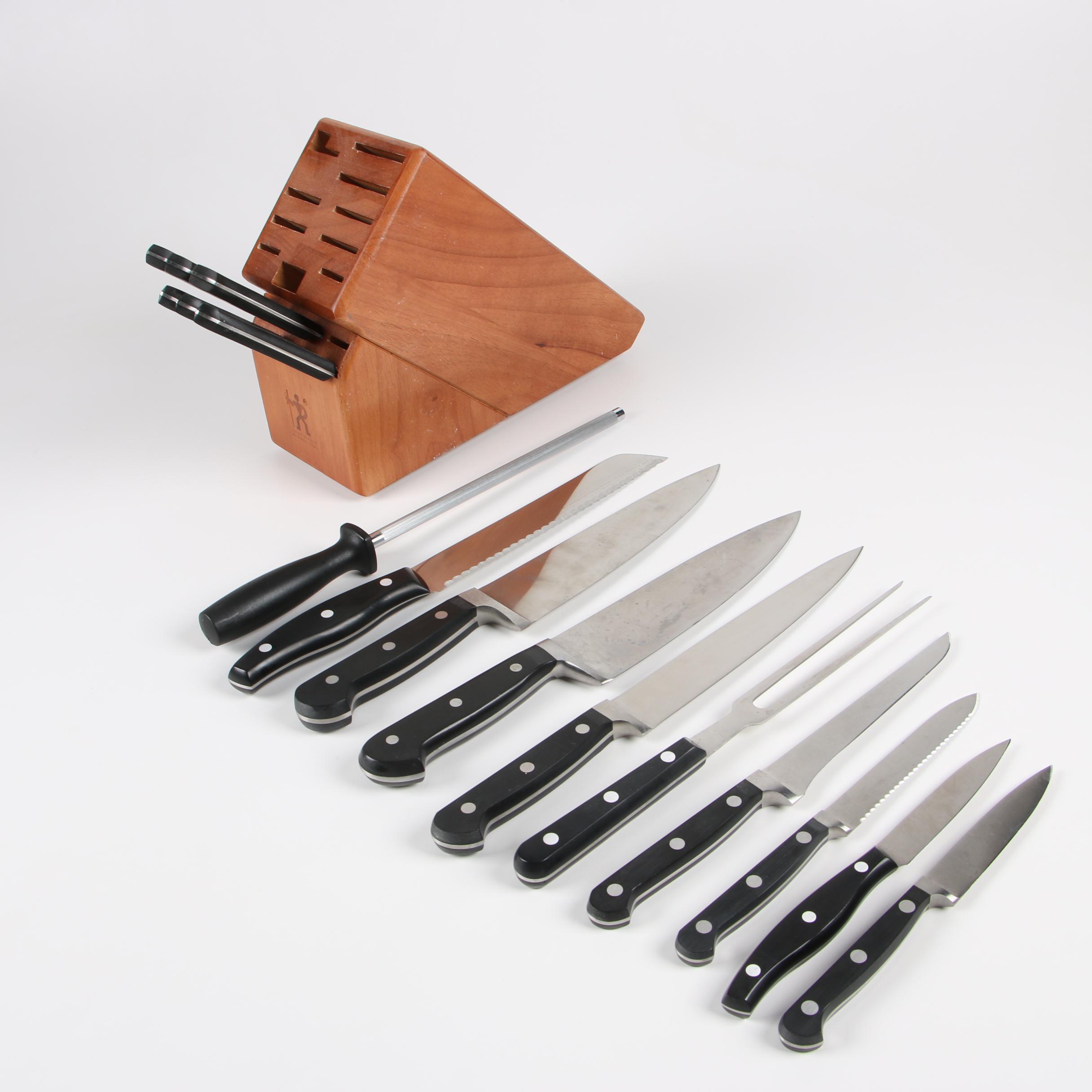 J. A. Henckels and Wüsthof Dreizack Kitchen Knives with Storage Blocks