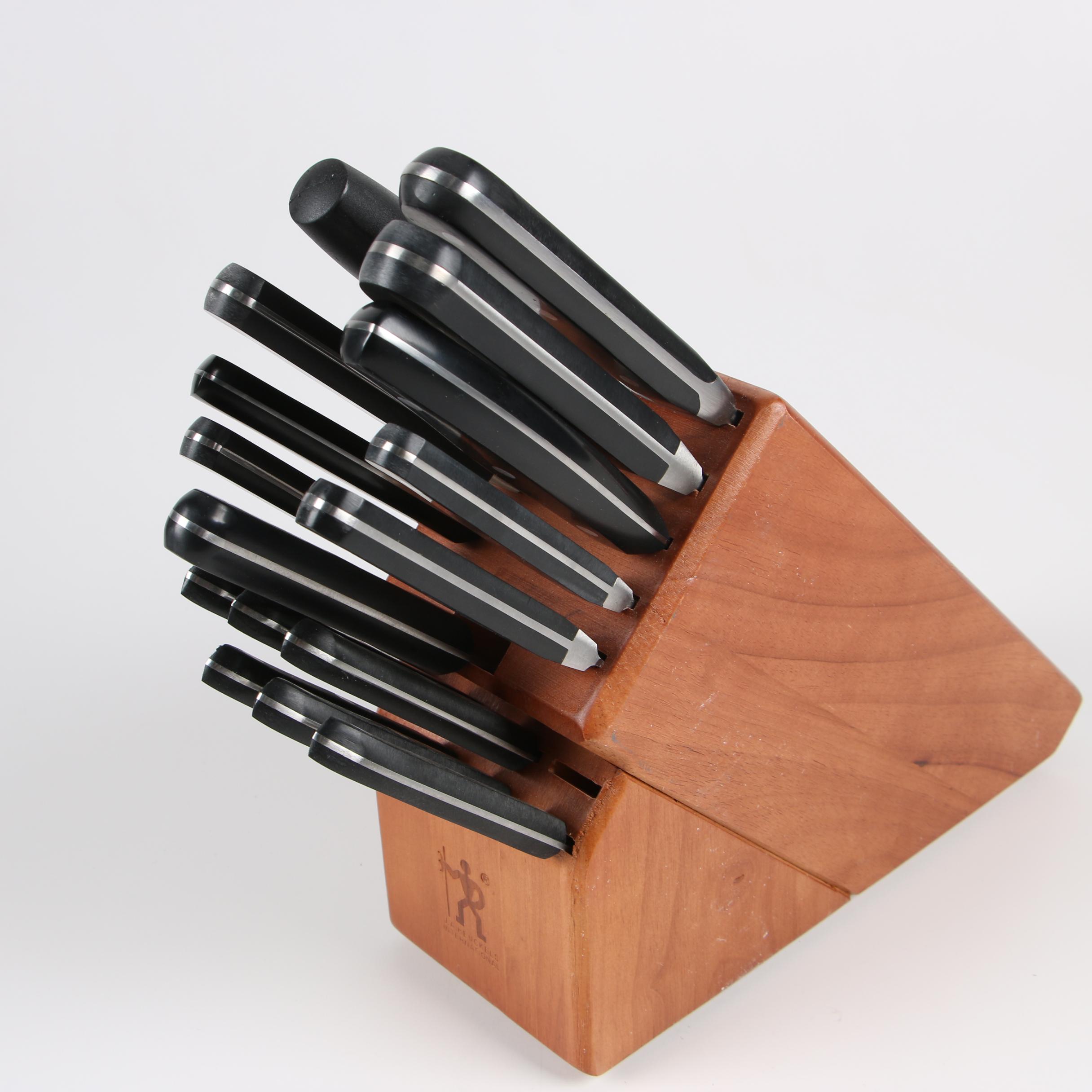 J. A. Henckels and Wüsthof Dreizack Kitchen Knives with Storage Blocks