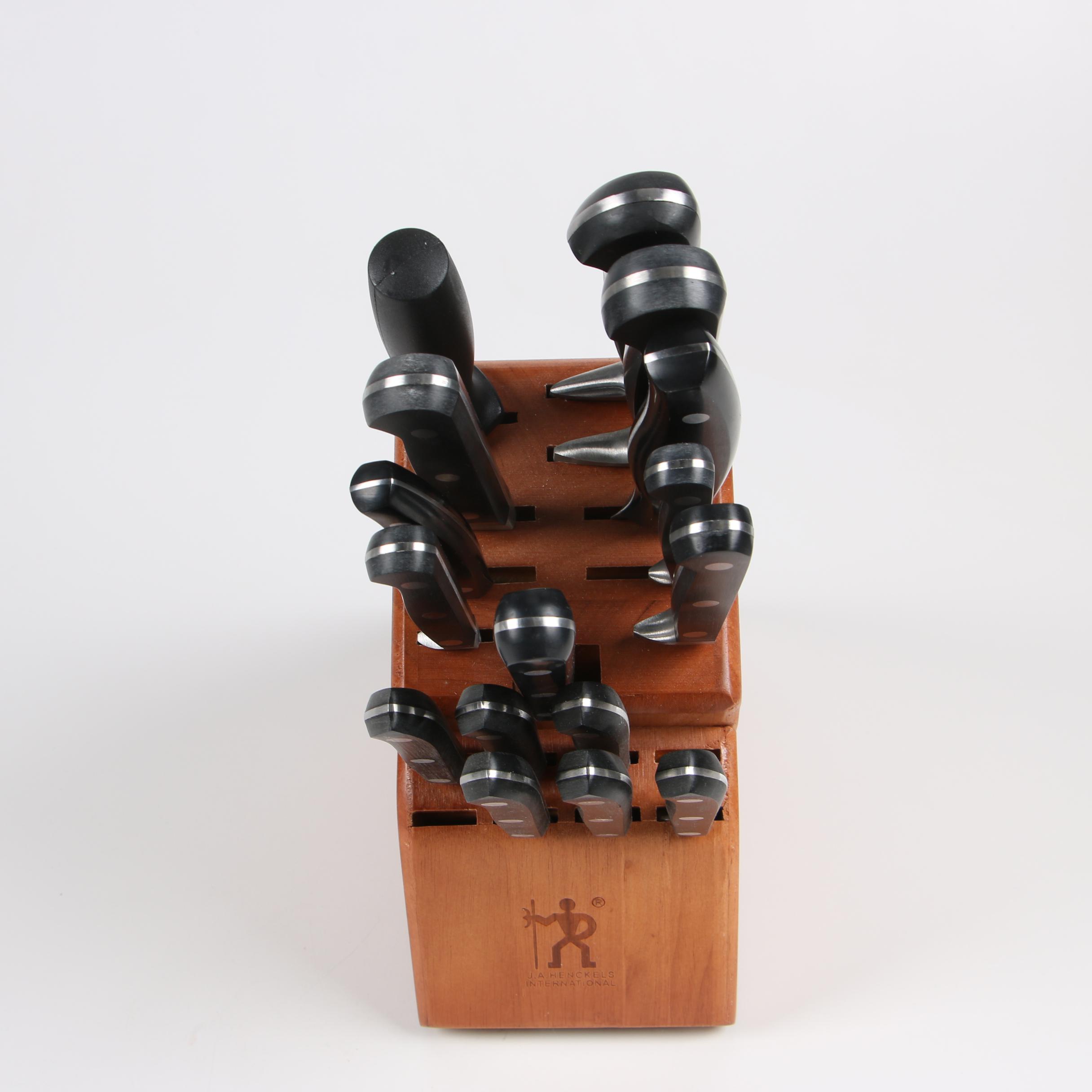 J. A. Henckels and Wüsthof Dreizack Kitchen Knives with Storage Blocks