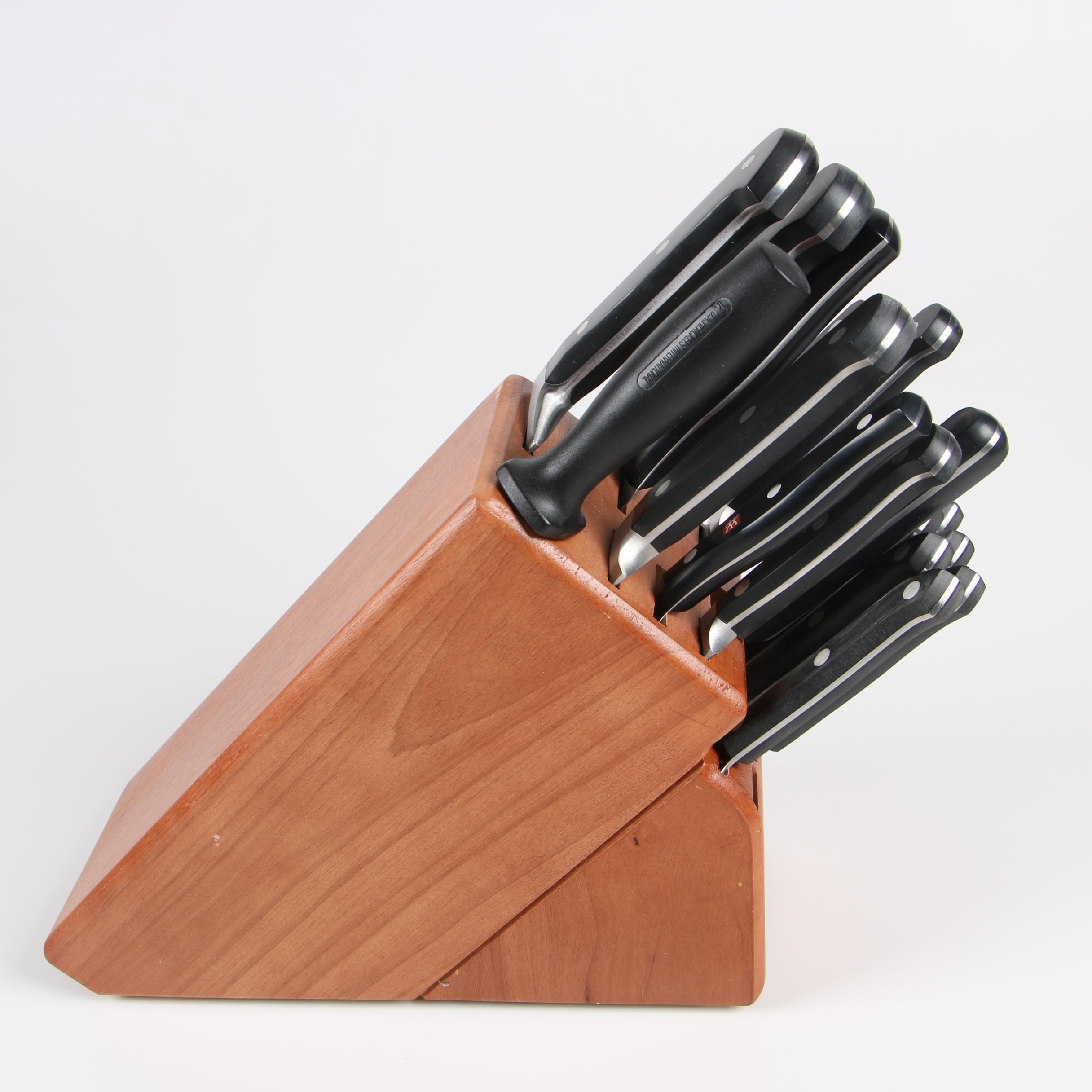 J. A. Henckels and Wüsthof Dreizack Kitchen Knives with Storage Blocks