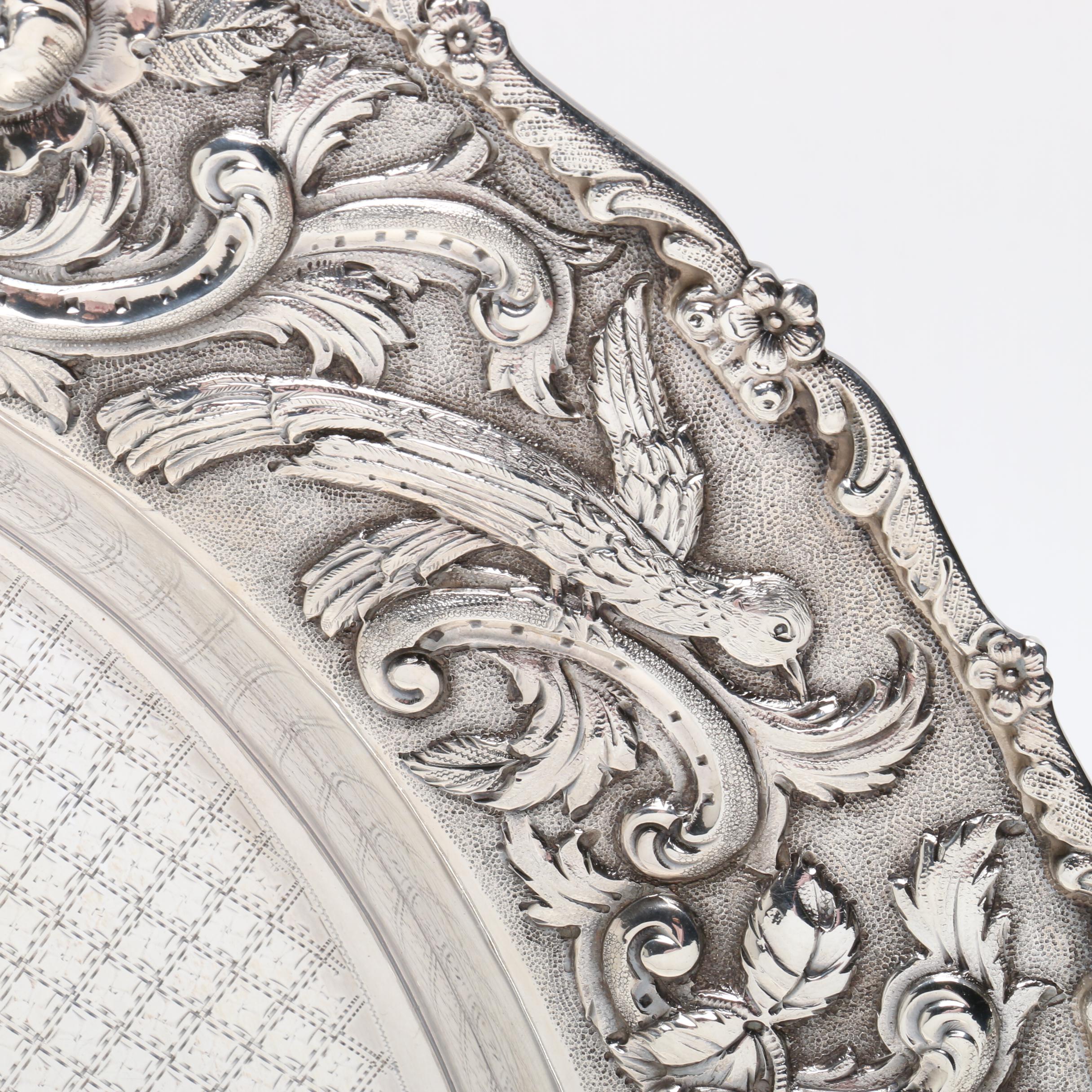 Sterling Silver Loring Andrews Co.  Repoussé "Castle" Tray
