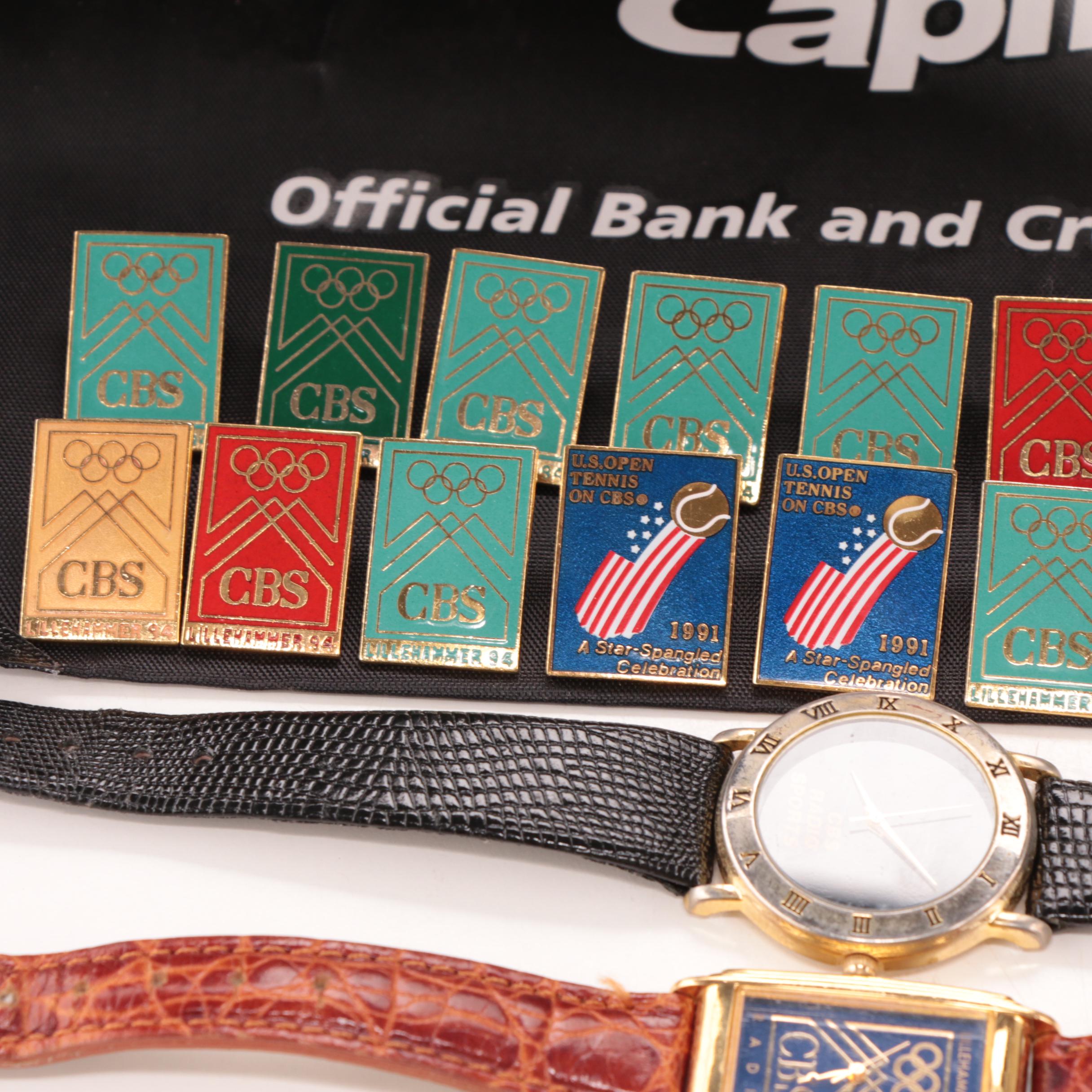 1994 CBS Sports Olympics Themed Souvenir Collectibles Including Two Watches