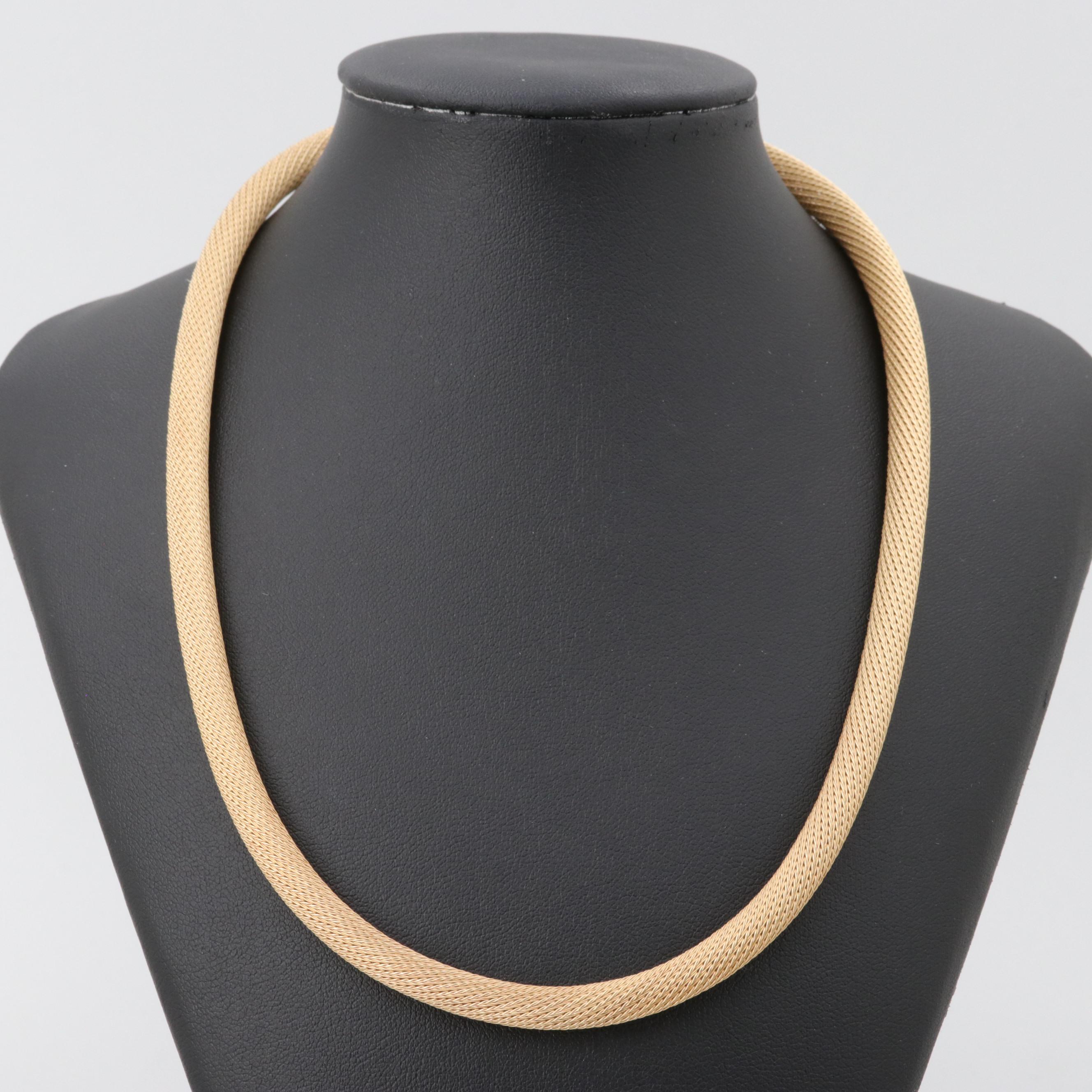 14K Yellow Gold Mesh Foxtail Chain Necklace