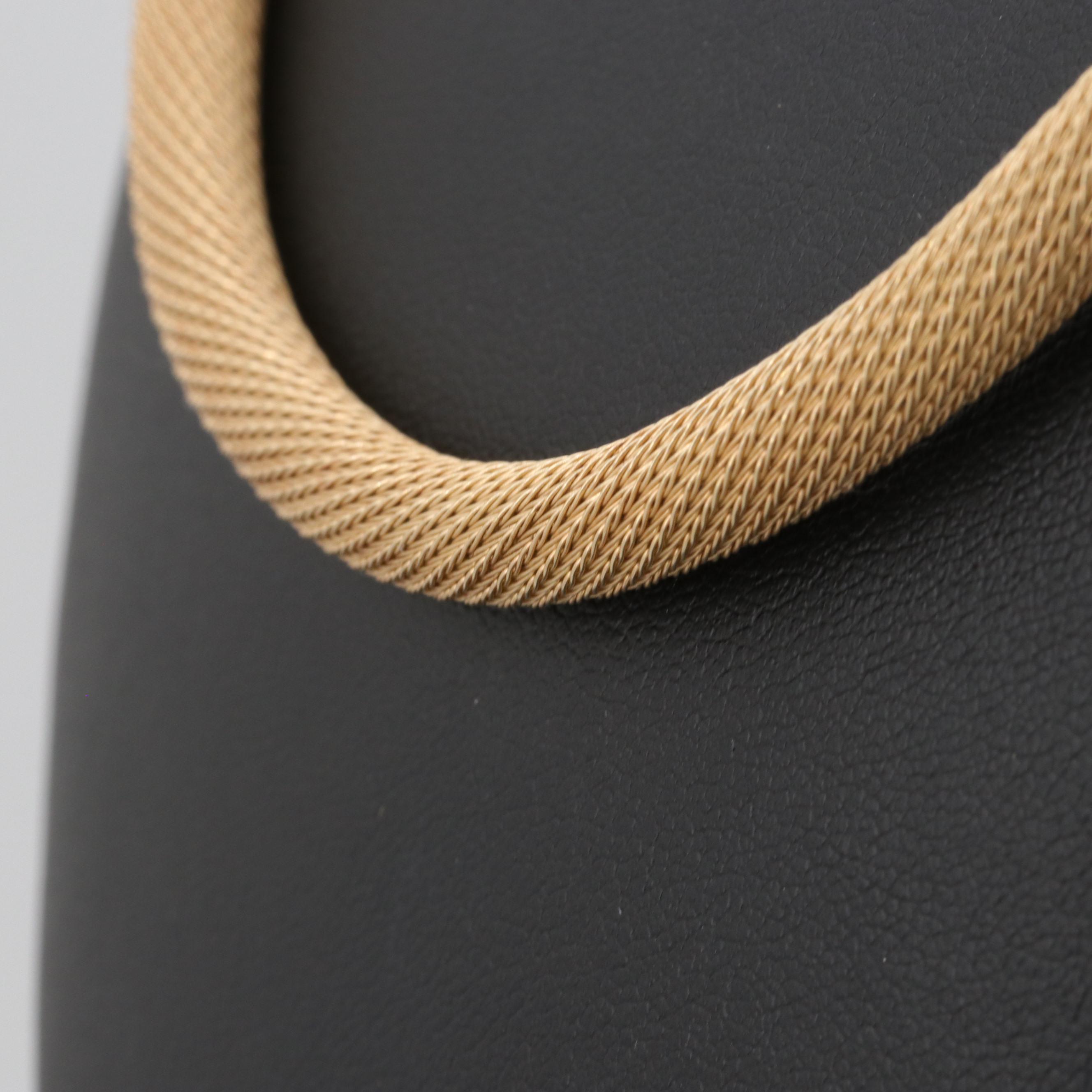 14K Yellow Gold Mesh Foxtail Chain Necklace