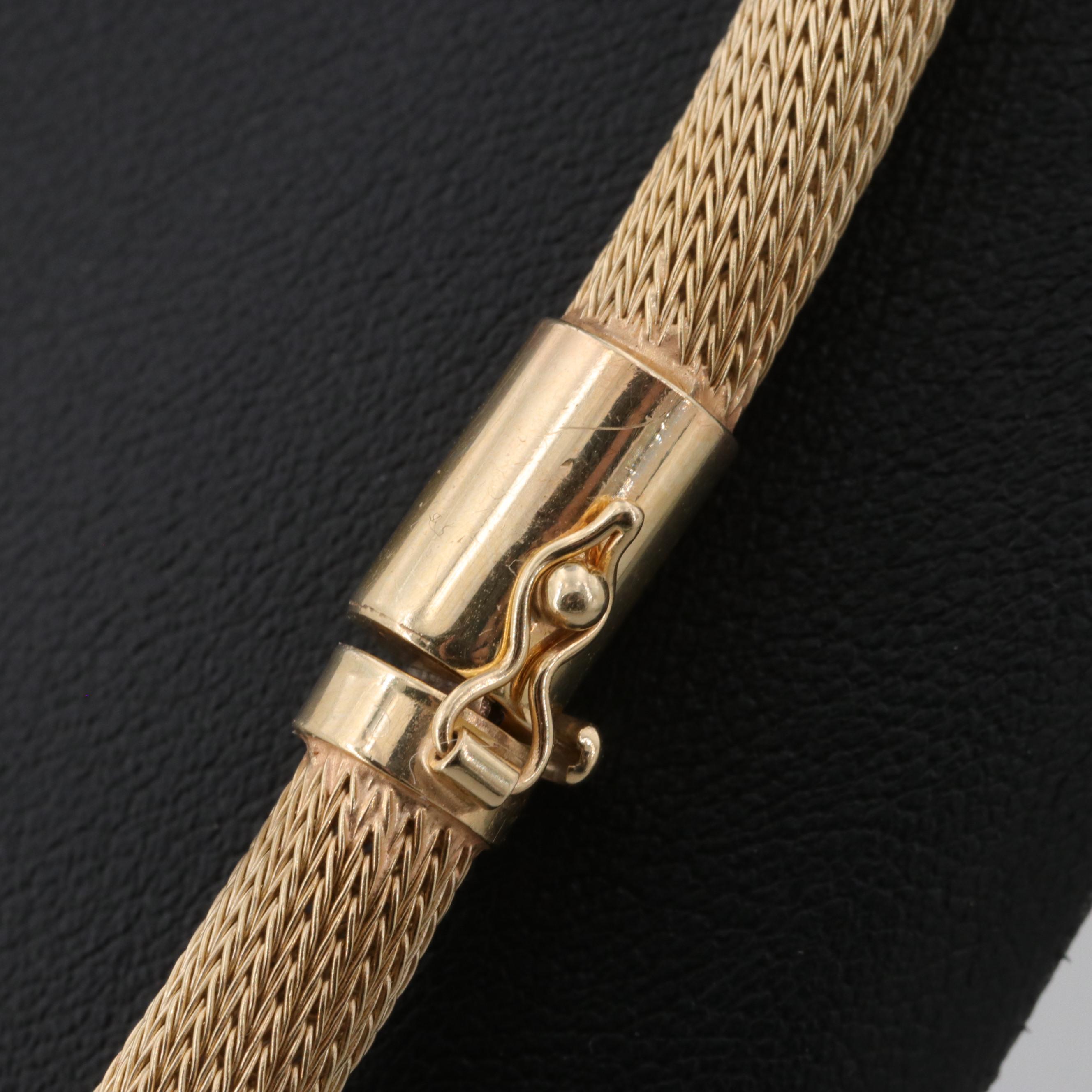 14K Yellow Gold Mesh Foxtail Chain Necklace