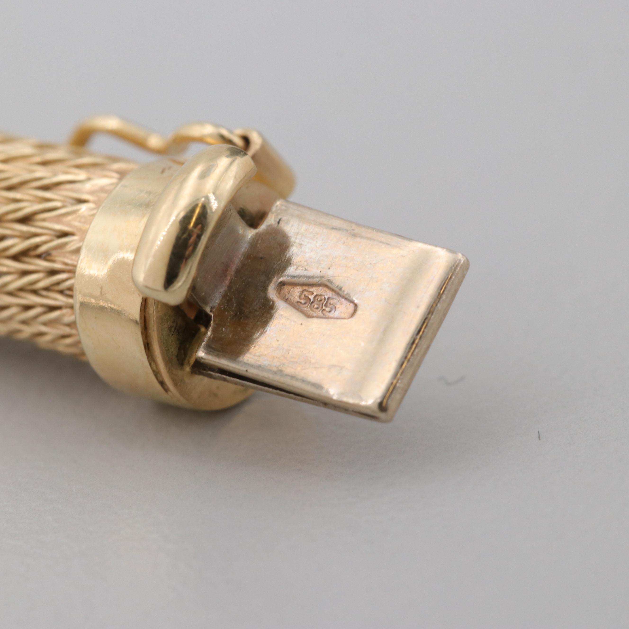 14K Yellow Gold Mesh Foxtail Chain Necklace