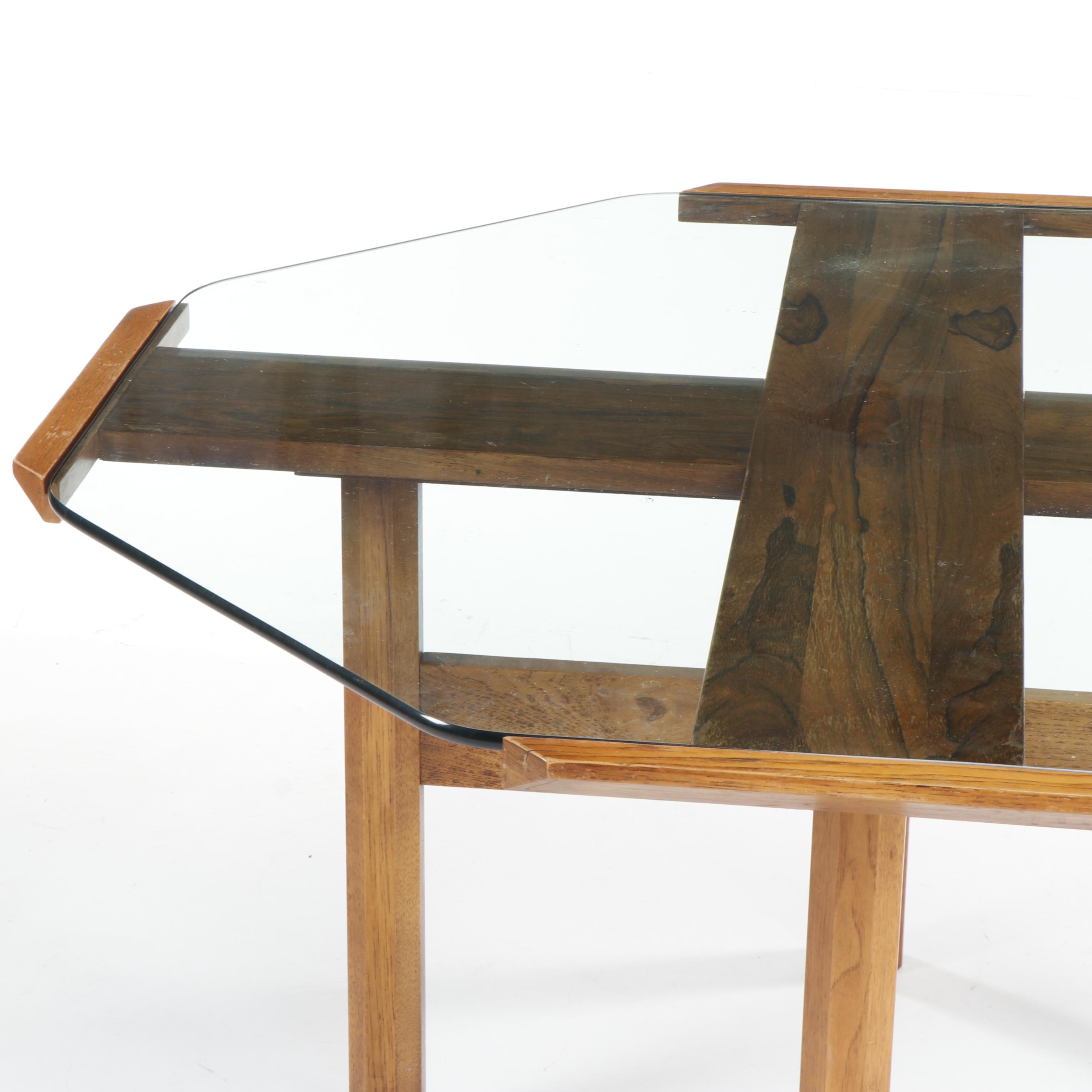 Mid Century Modern Glass Top Table and Purple Velvet Chairs on Casters