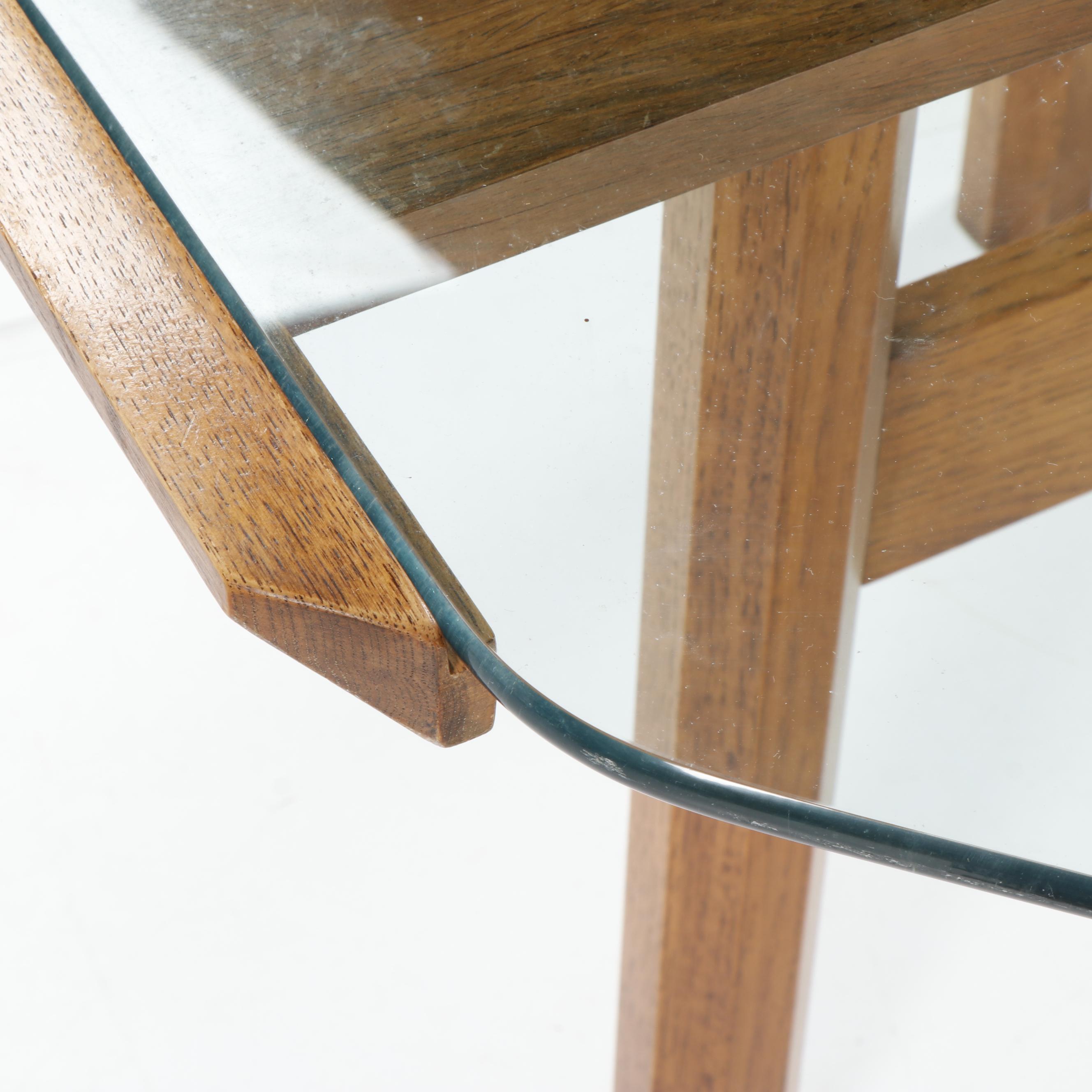 Mid Century Modern Glass Top Table and Purple Velvet Chairs on Casters