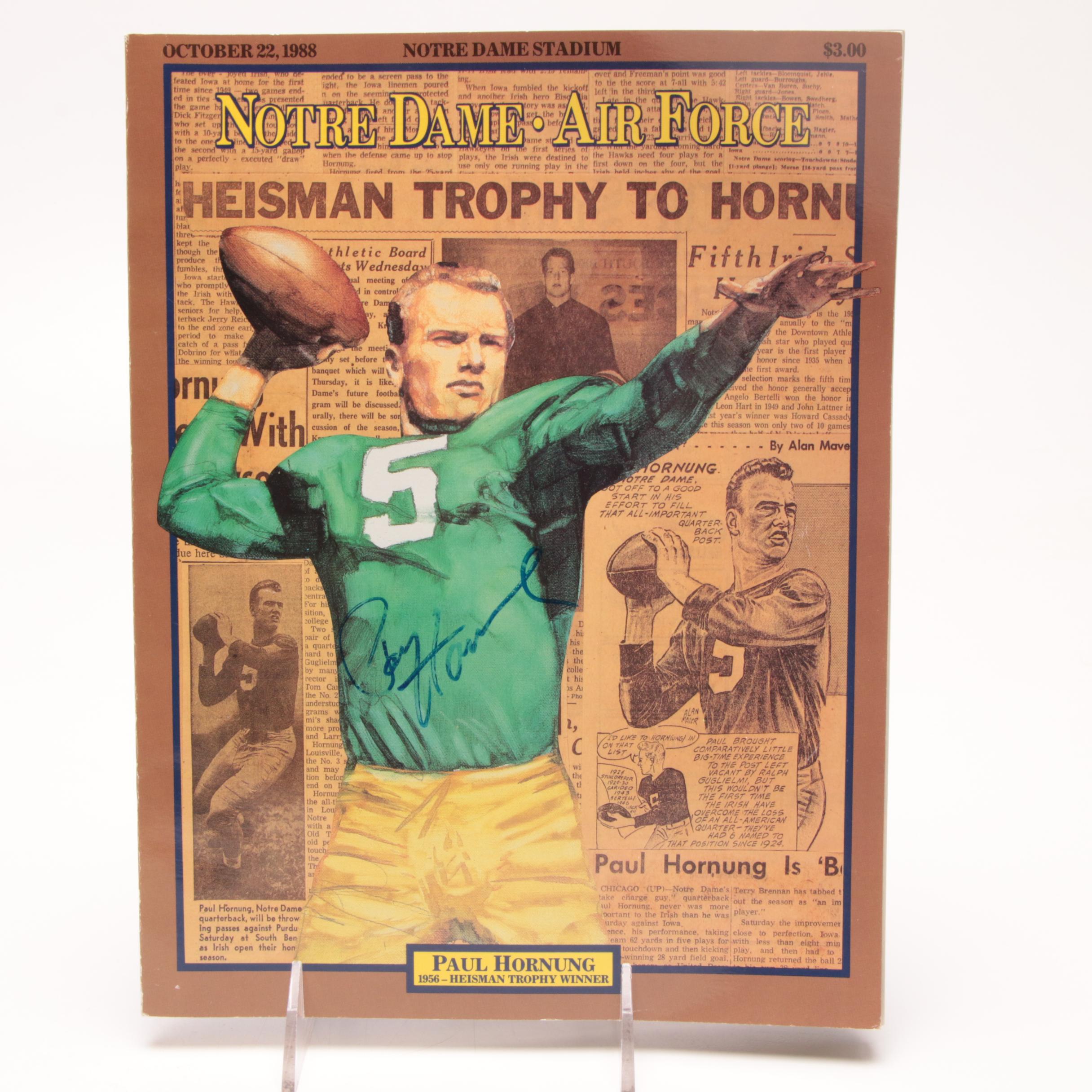 (HOF) Paul Hornung Signed Notre Dame Vs. Air Force Football Program