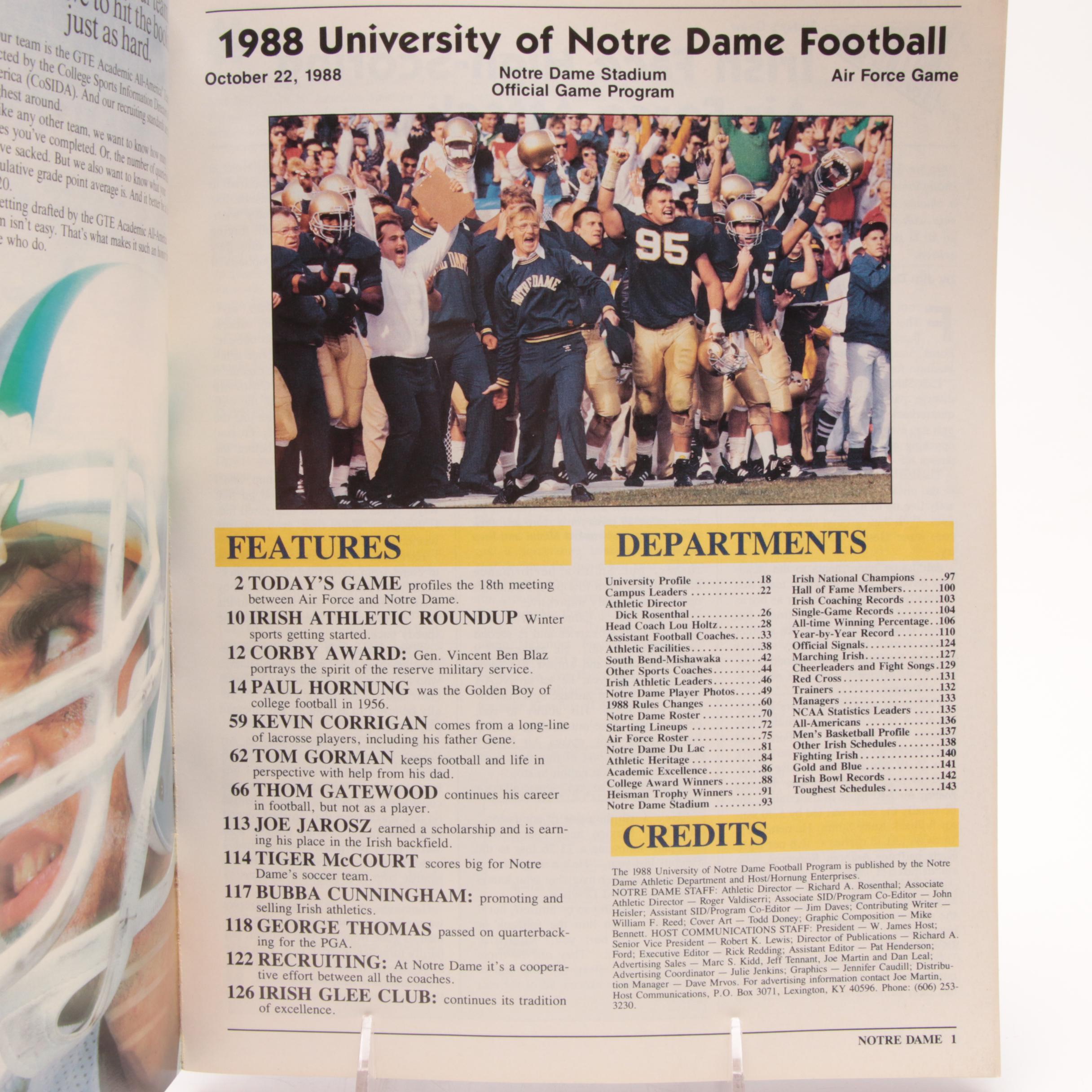 (HOF) Paul Hornung Signed Notre Dame Vs. Air Force Football Program