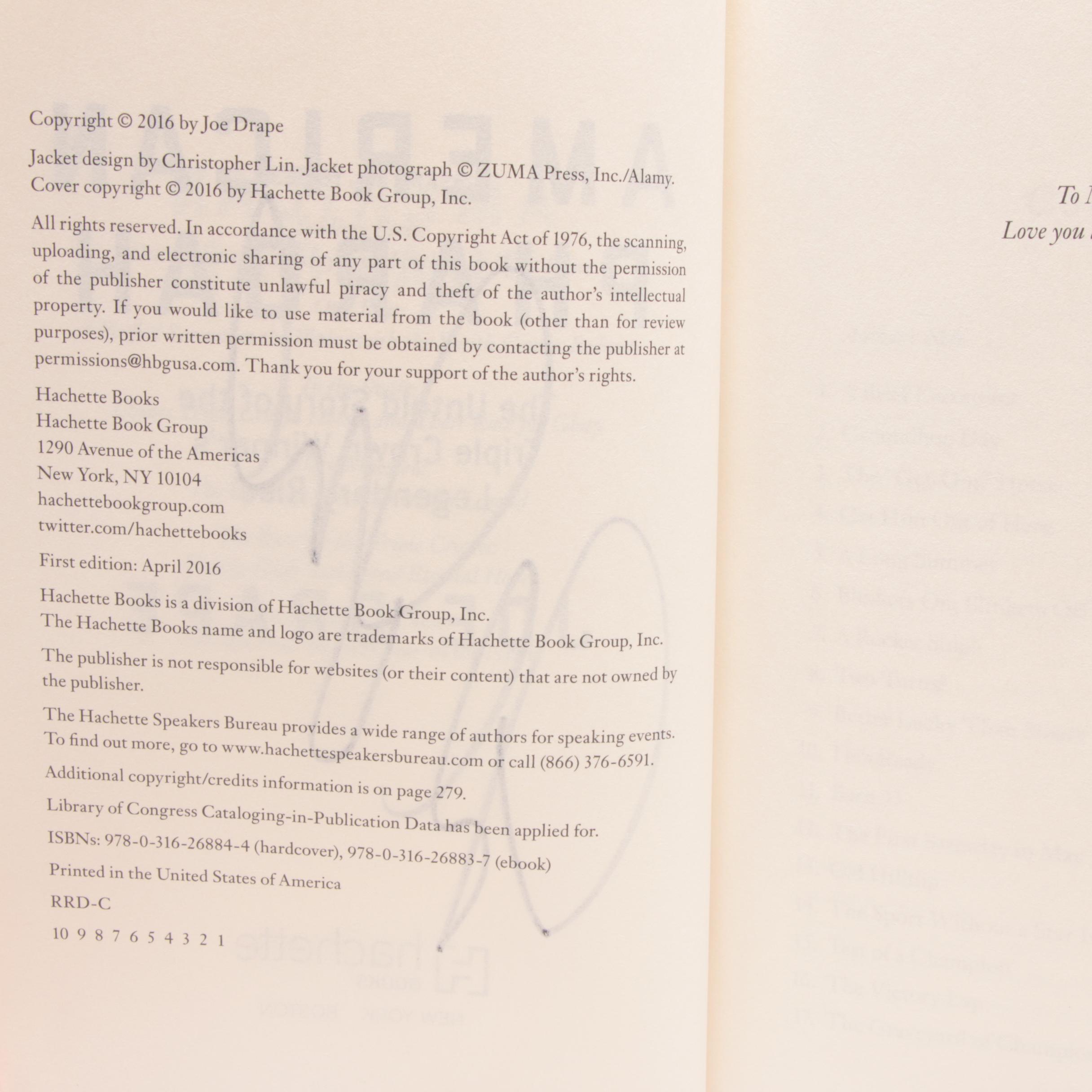 2016 Joe Drape Signed "American Pharoah" Hardcover Book