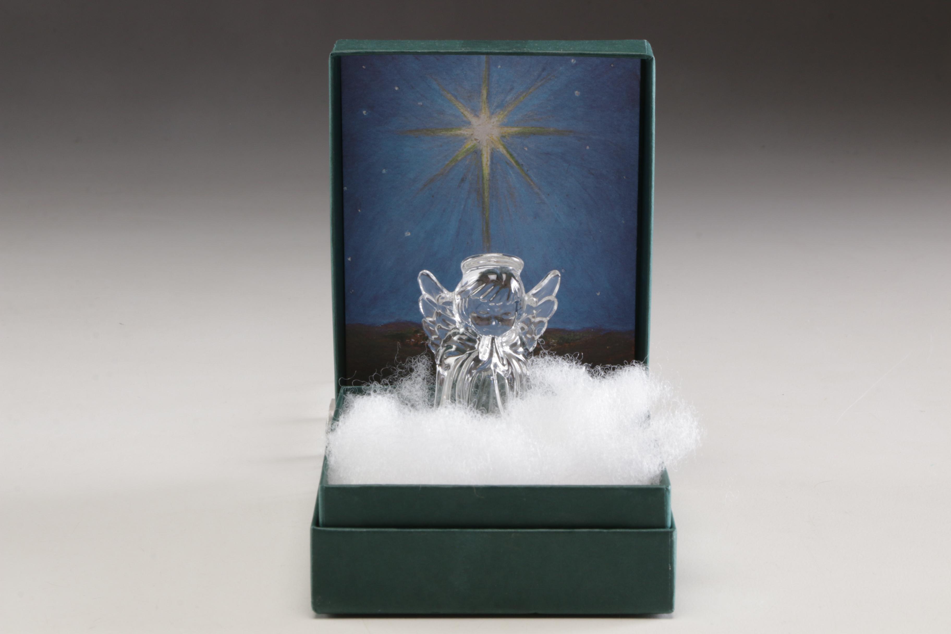Marquis By Waterford Crystal "Nativity Angel" and Bohemia Crystal Trinket Box