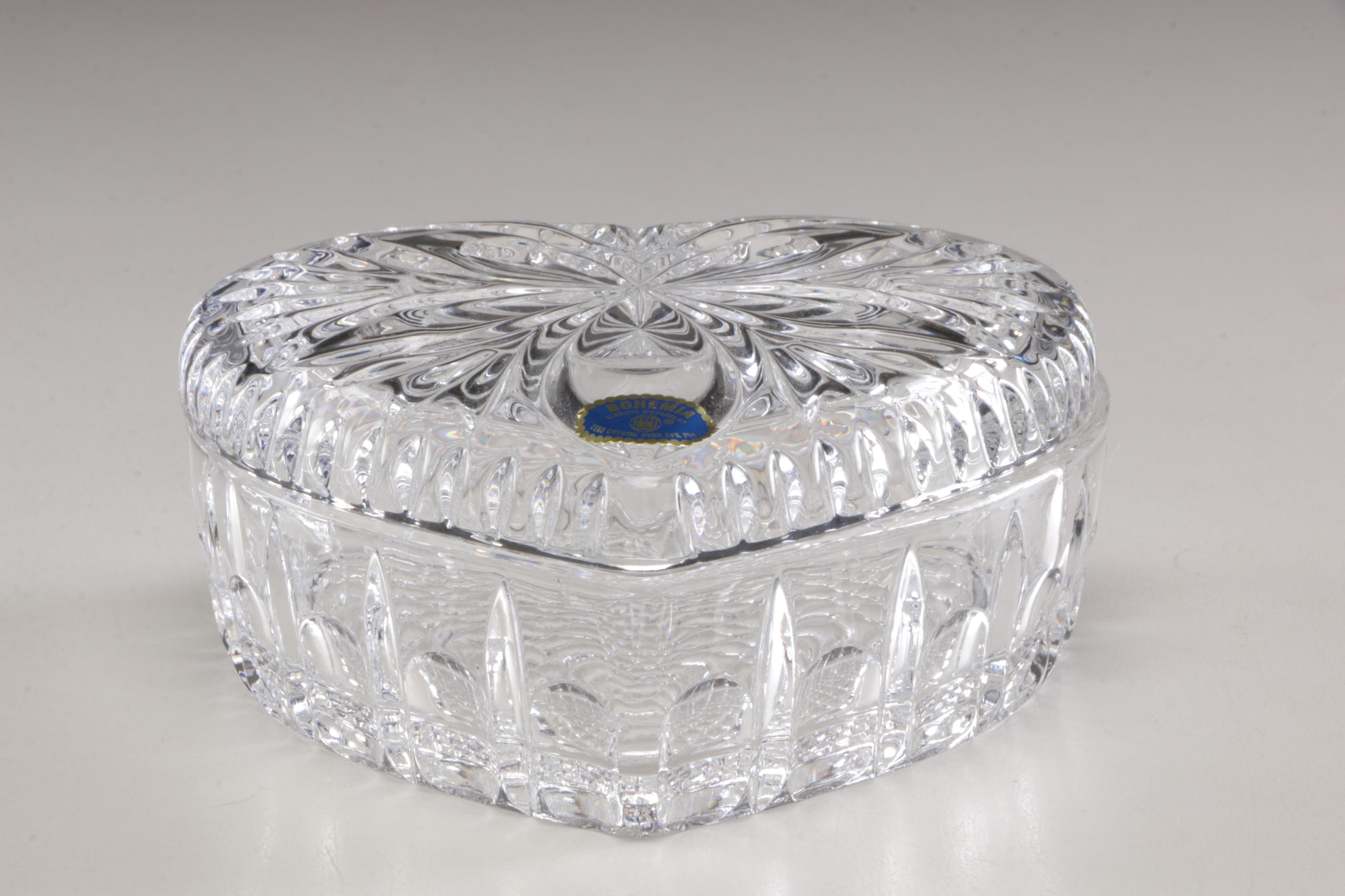 Marquis By Waterford Crystal "Nativity Angel" and Bohemia Crystal Trinket Box