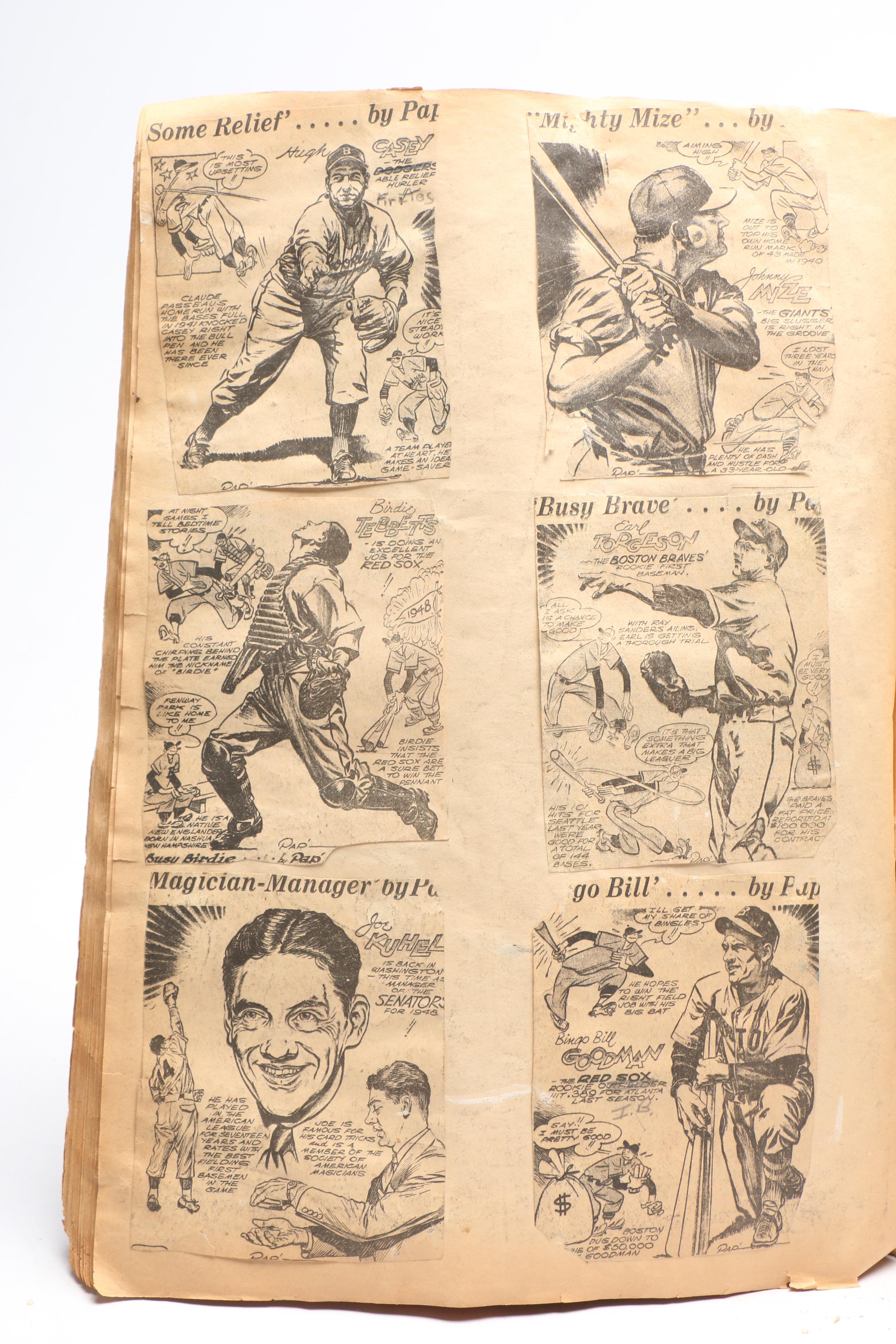 Two Vintage Baseball Scrapbooks with Babe Ruth, Ty Cobb, and Ted Williams