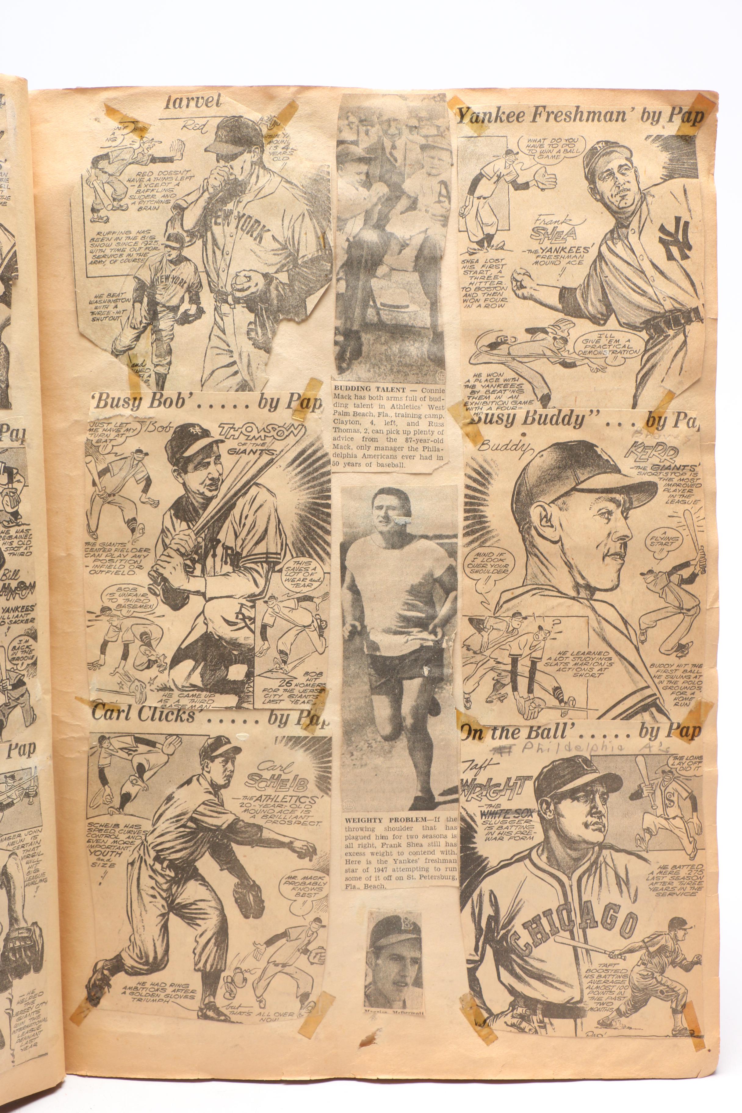 Two Vintage Baseball Scrapbooks with Babe Ruth, Ty Cobb, and Ted Williams