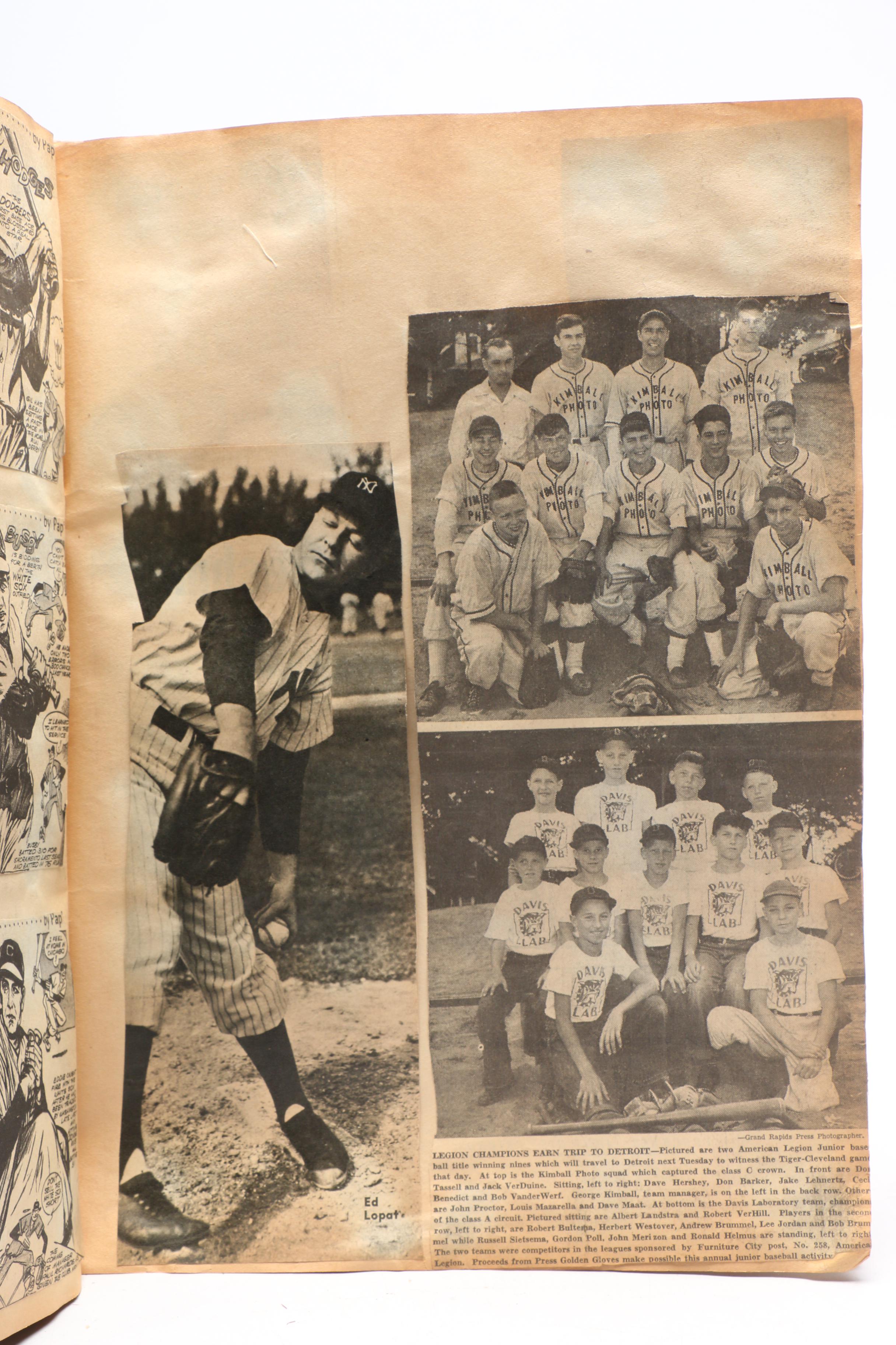 Two Vintage Baseball Scrapbooks with Babe Ruth, Ty Cobb, and Ted Williams