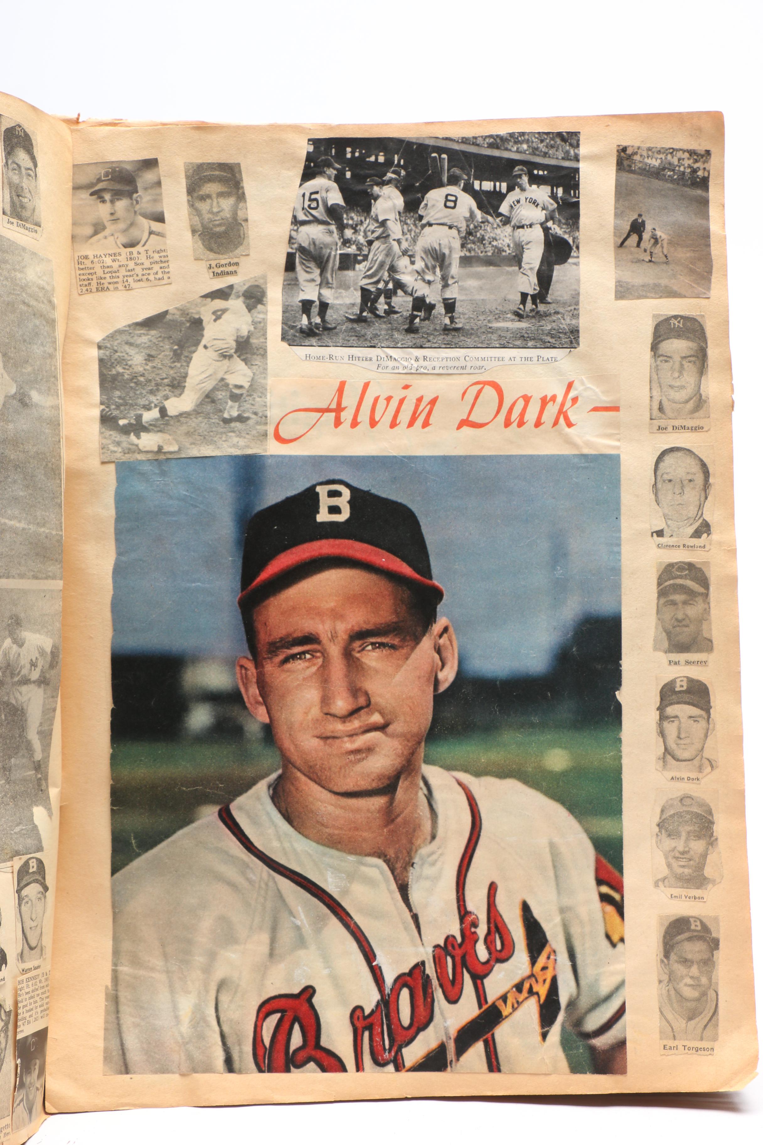 Two Vintage Baseball Scrapbooks with Babe Ruth, Ty Cobb, and Ted Williams