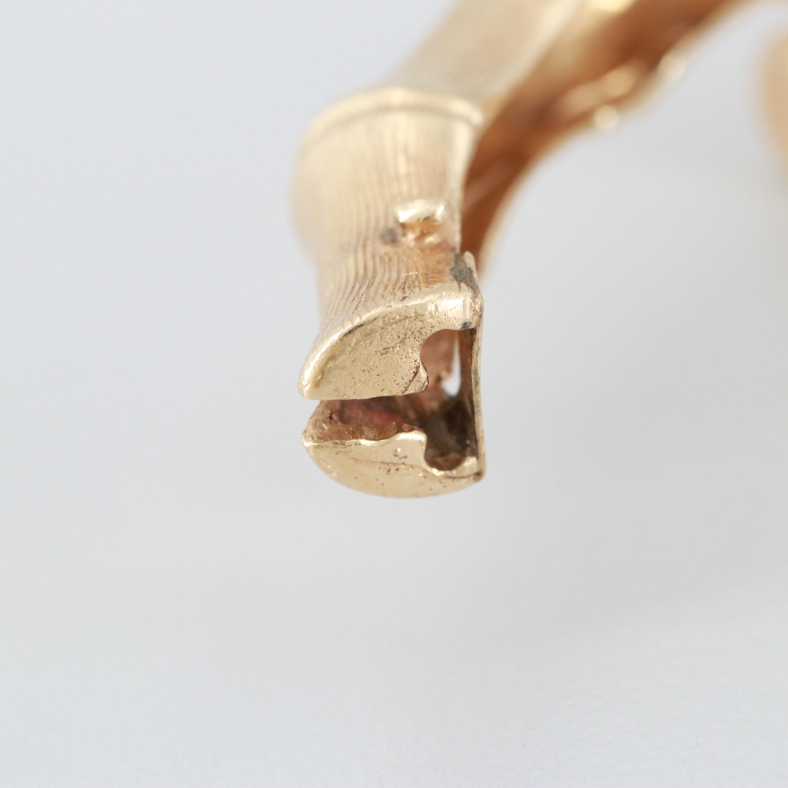 14K Yellow Gold Hinged Bamboo Bypass Bracelet