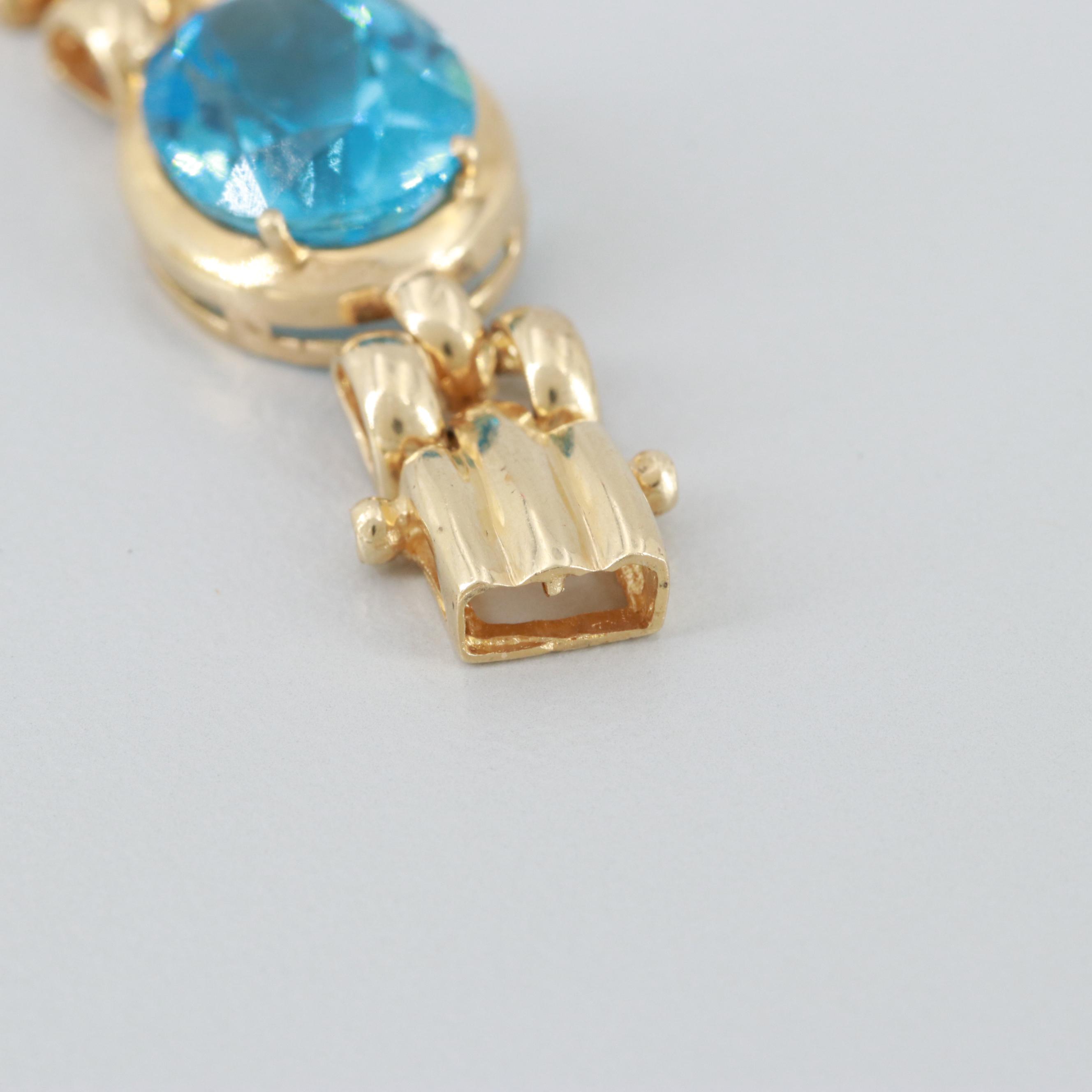 14K Yellow Gold Amethyst, Blue Topaz and Citrine Bracelet