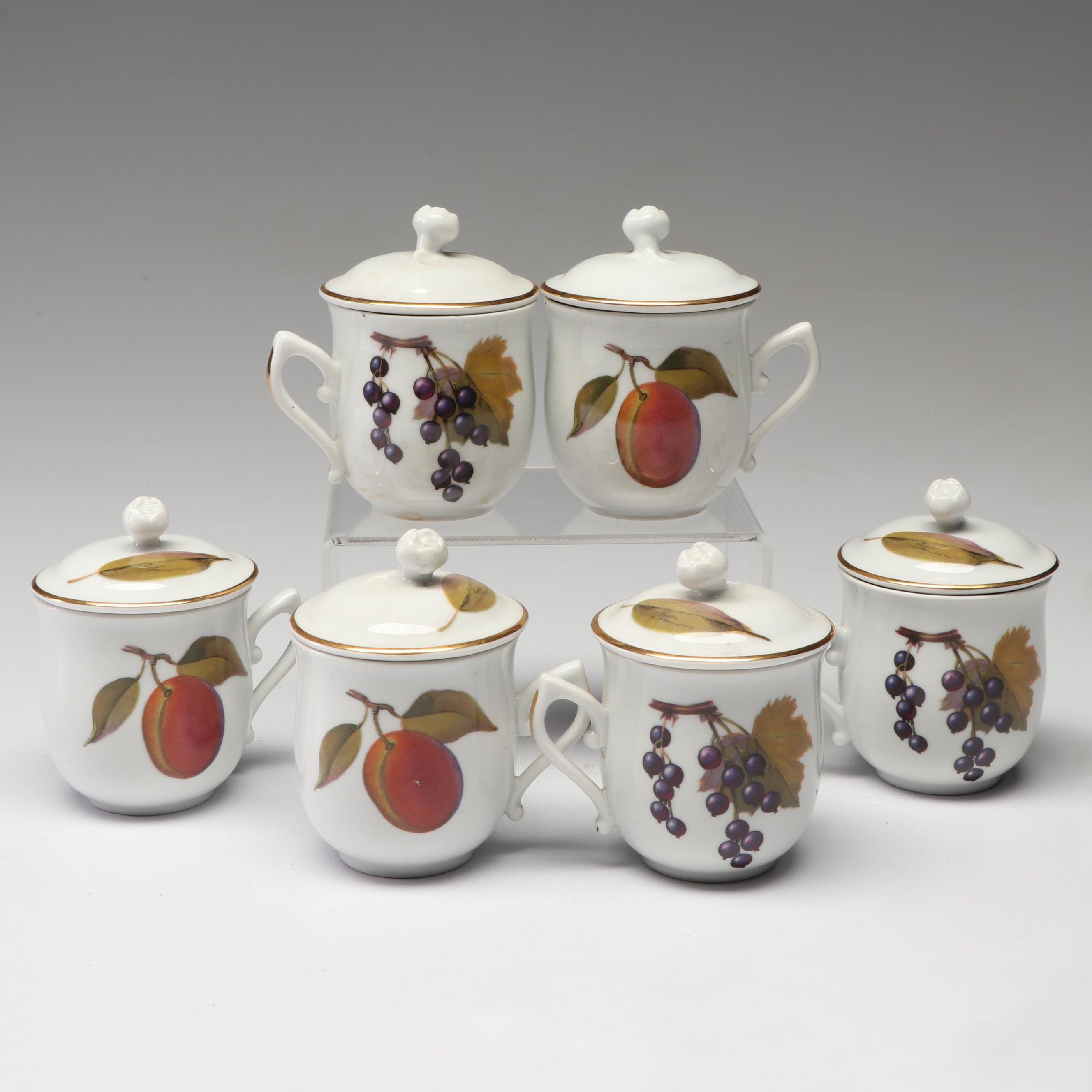 Royal Worcester "Evesham" Porcelain Pots de Creme