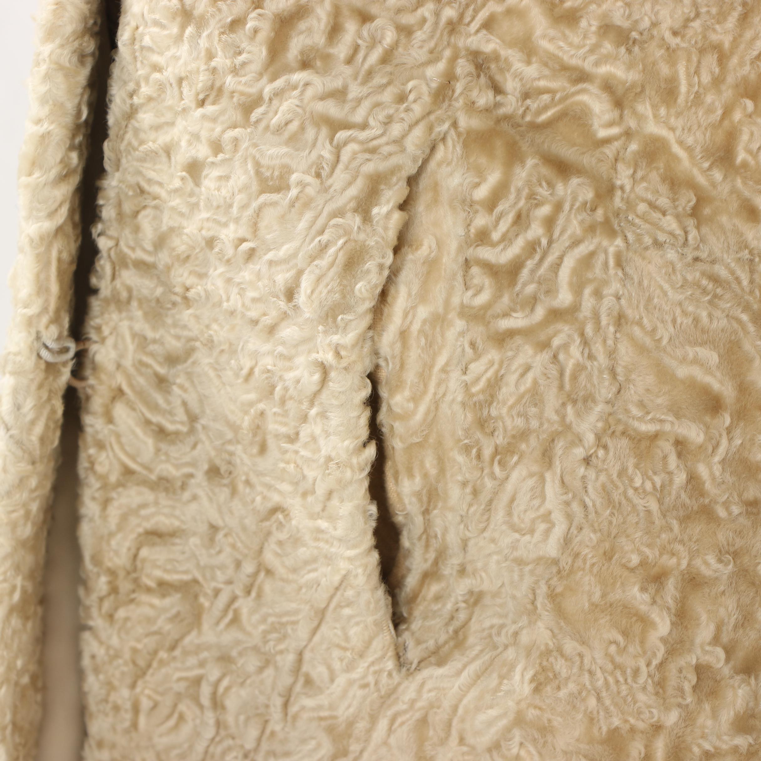 The Fur Salon Sanger Harris Blonde Persian Lamb Fur Coat with Mink Fur Collar