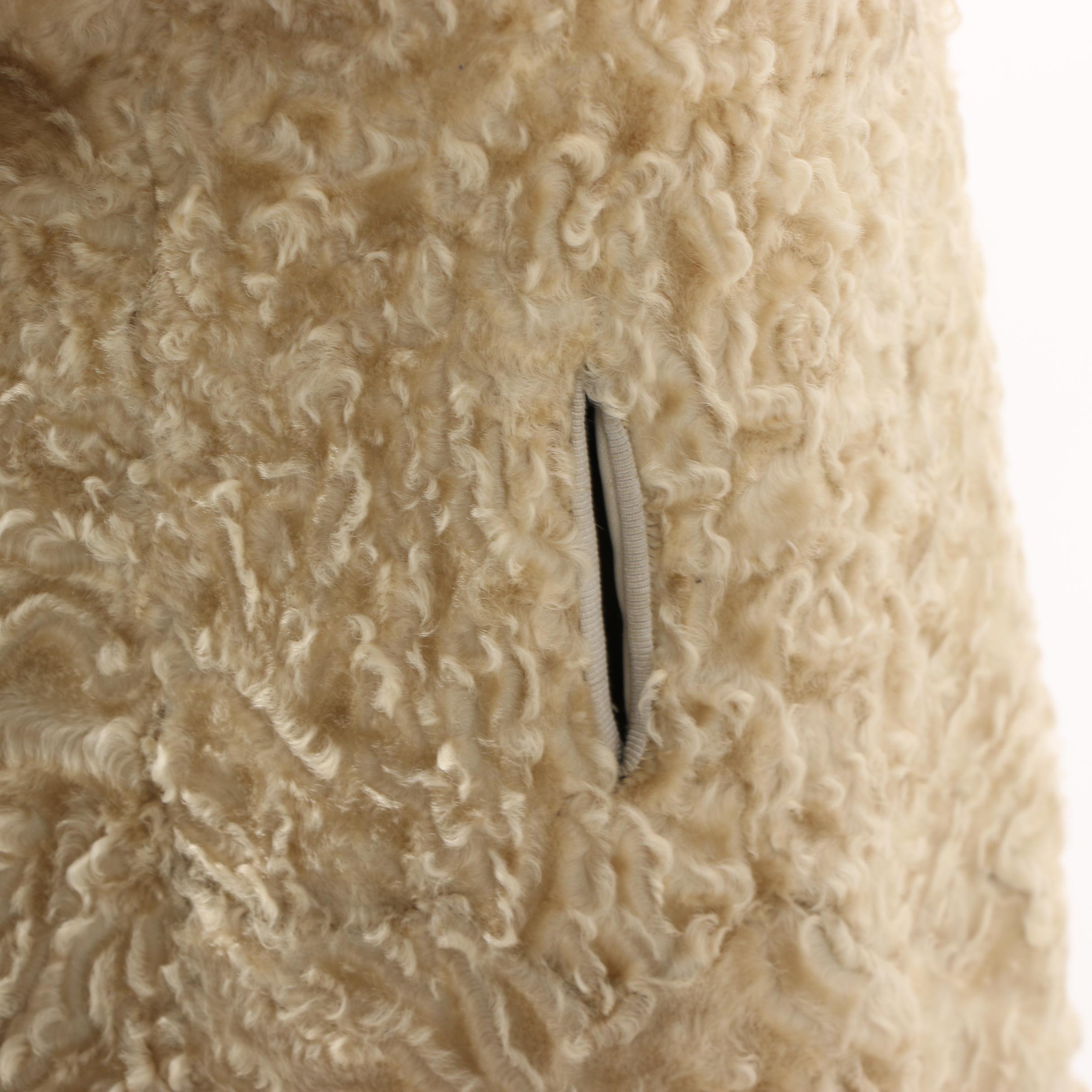 The Fur Salon Sanger Harris Blonde Persian Lamb Fur Coat with Mink Fur Collar