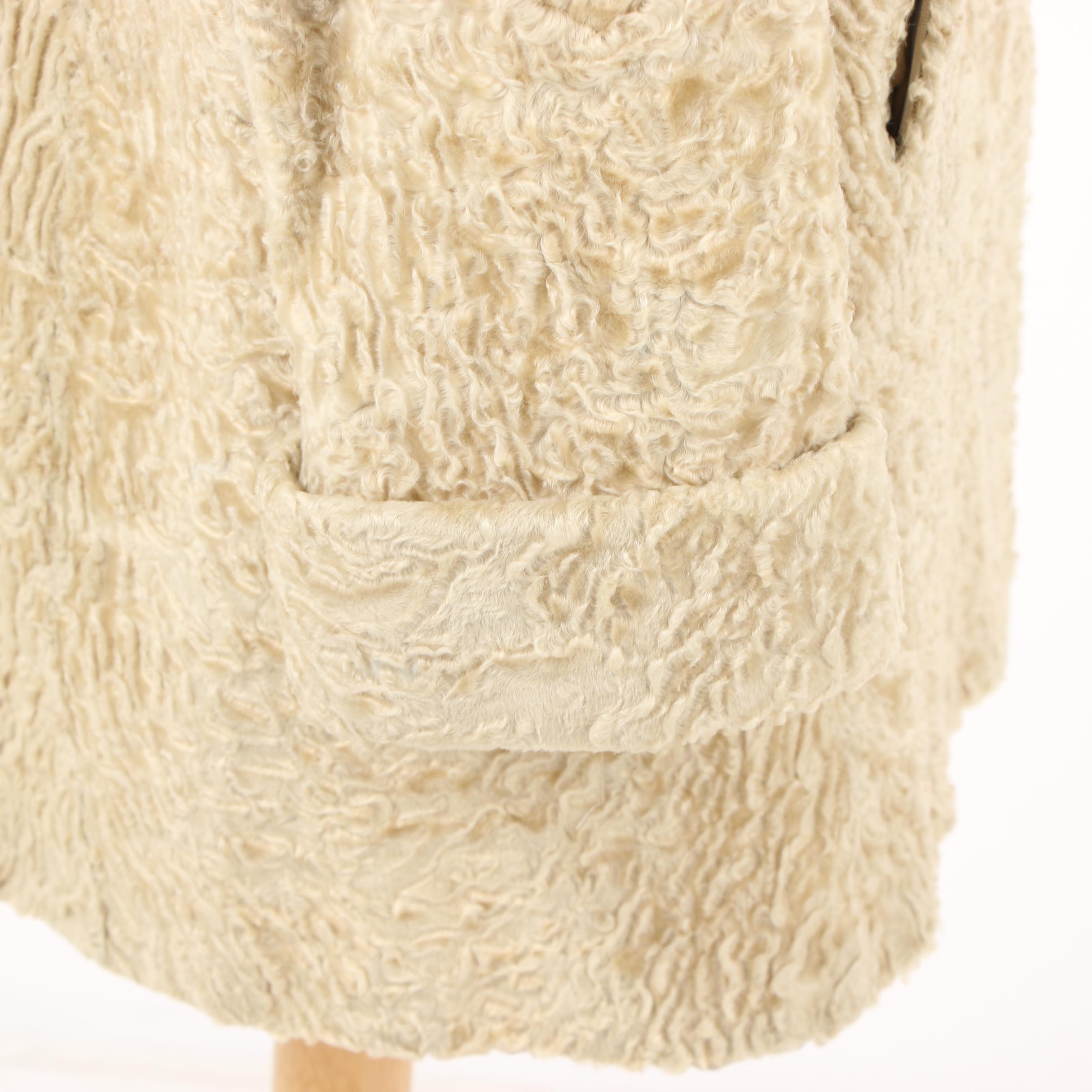 The Fur Salon Sanger Harris Blonde Persian Lamb Fur Coat with Mink Fur Collar