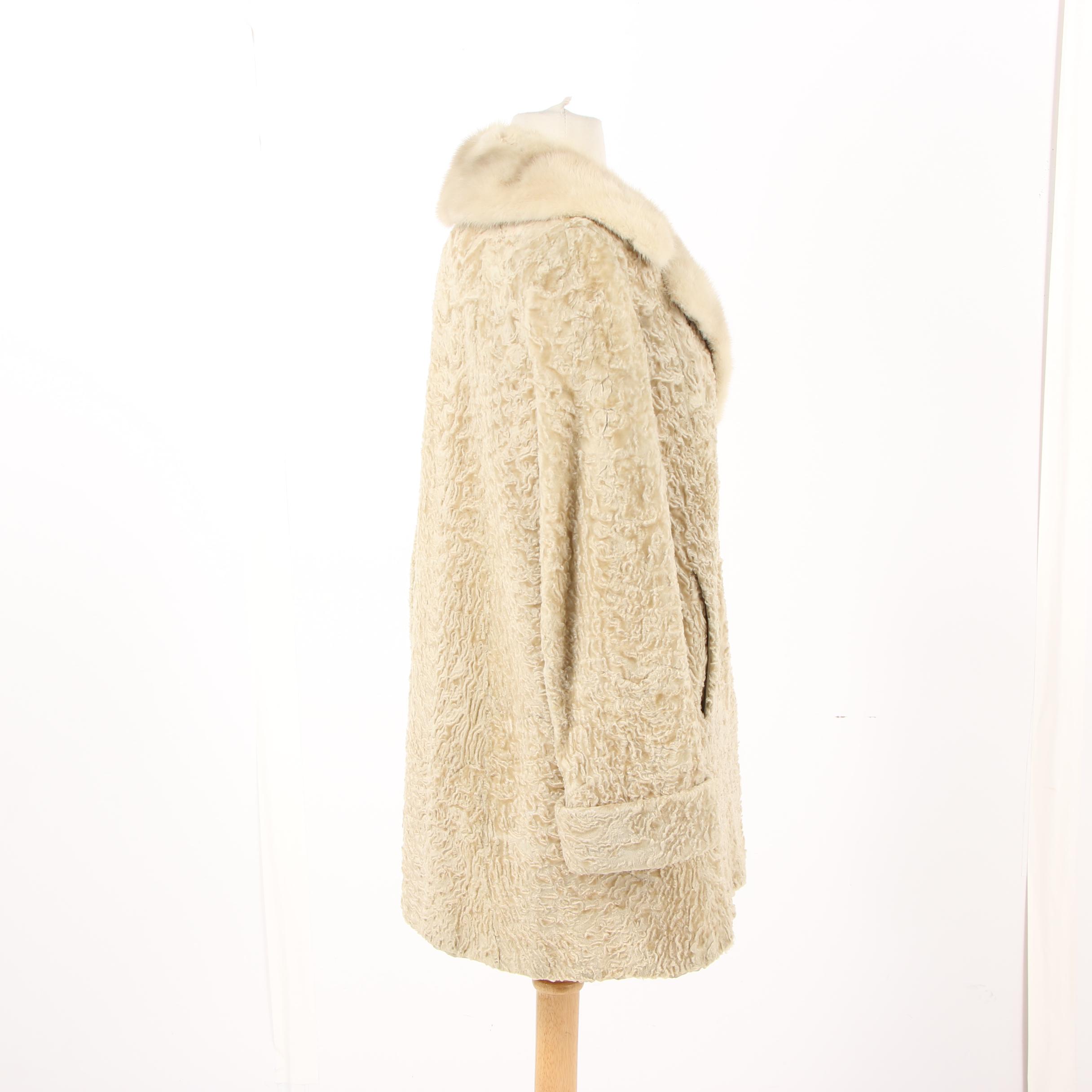 The Fur Salon Sanger Harris Blonde Persian Lamb Fur Coat with Mink Fur Collar