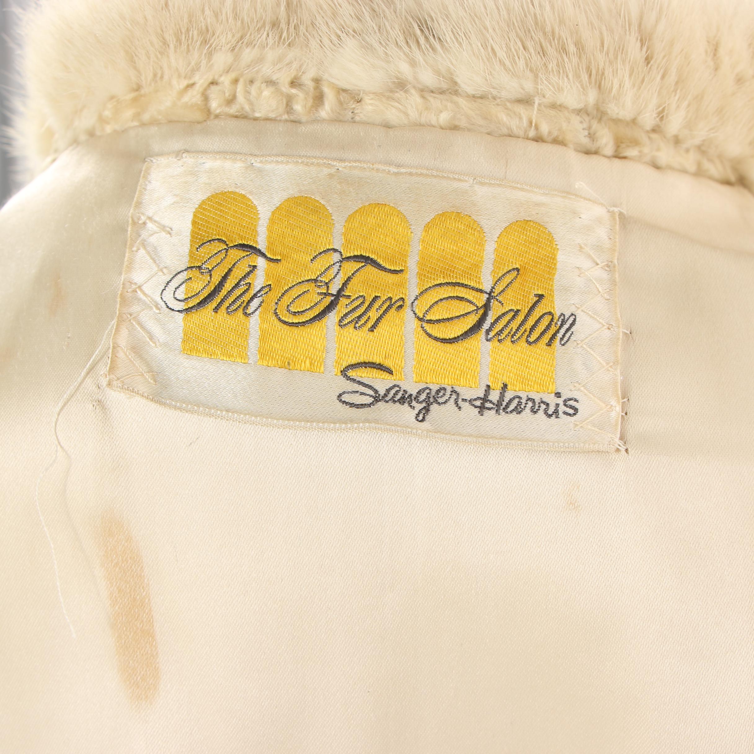 The Fur Salon Sanger Harris Blonde Persian Lamb Fur Coat with Mink Fur Collar