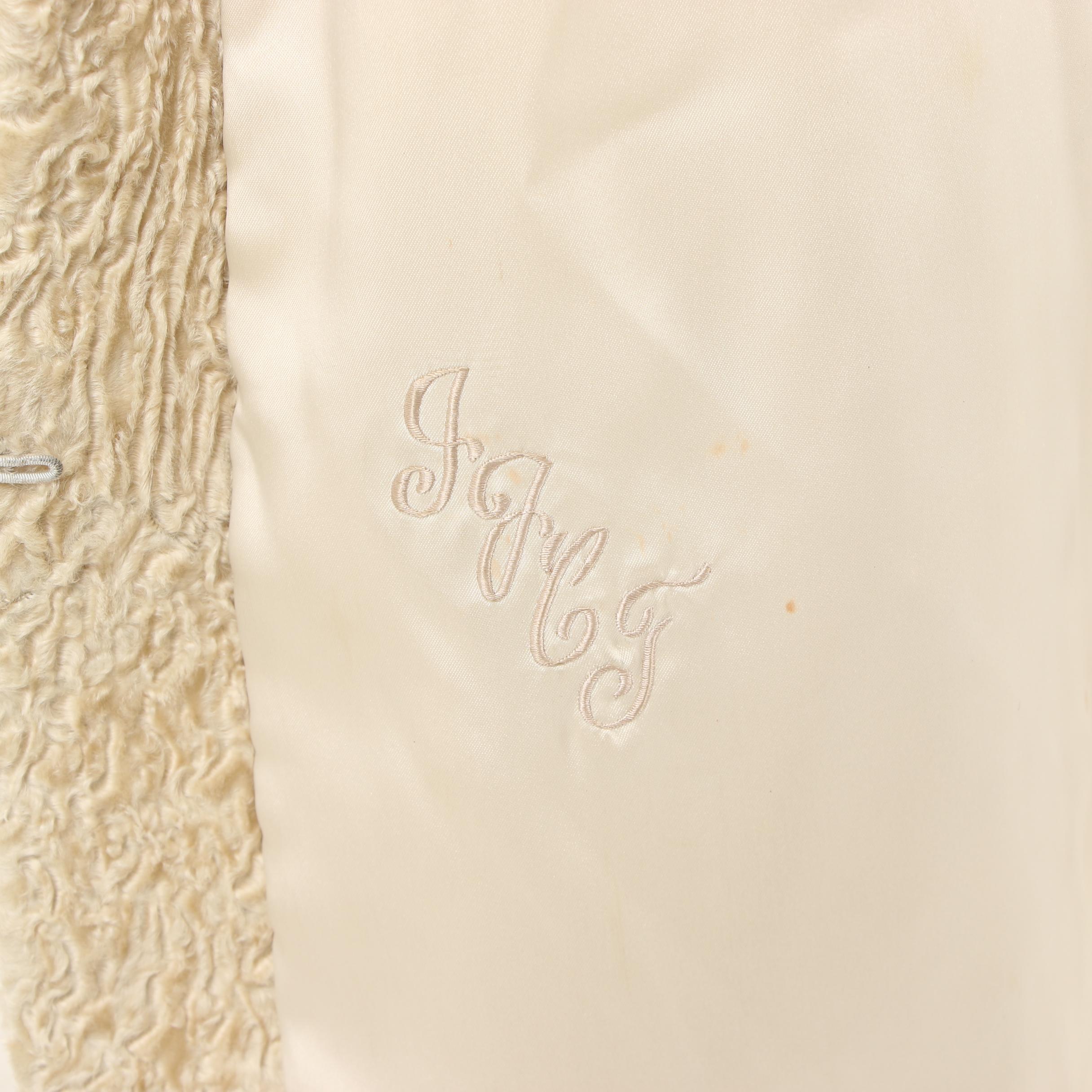 The Fur Salon Sanger Harris Blonde Persian Lamb Fur Coat with Mink Fur Collar