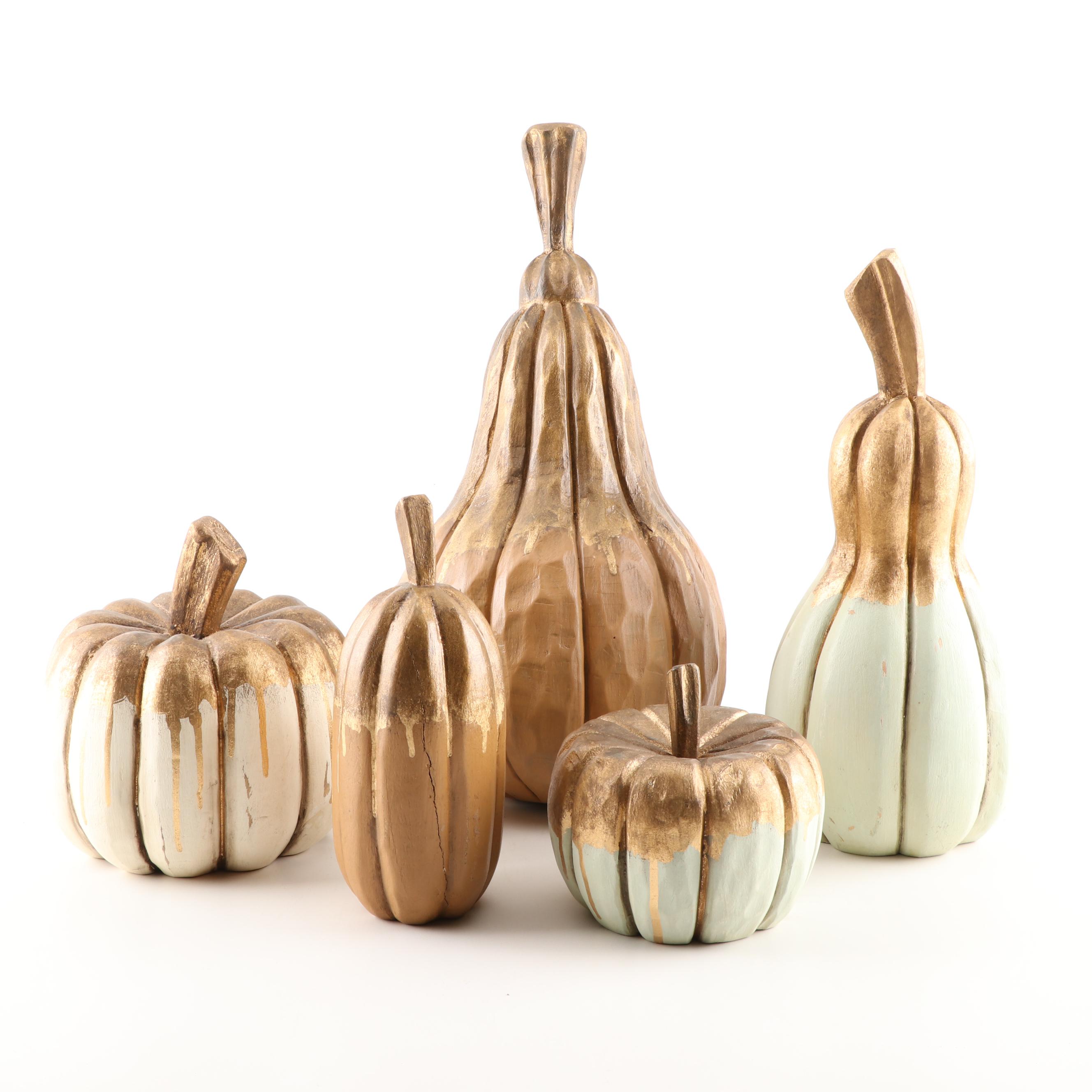 Hand Carved Painted Pumpkins