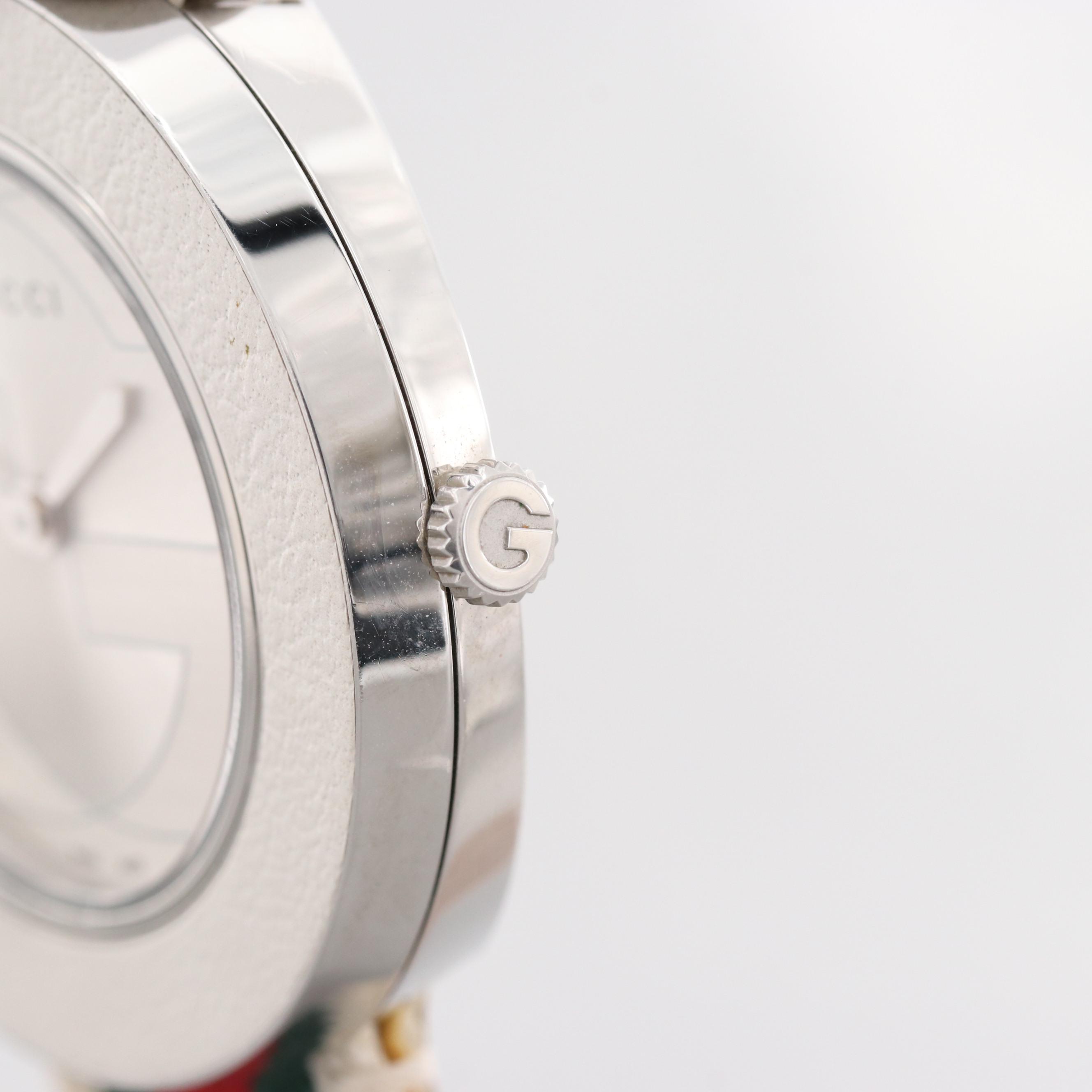 Gucci Stainless Steel Watch With White leather Bezel