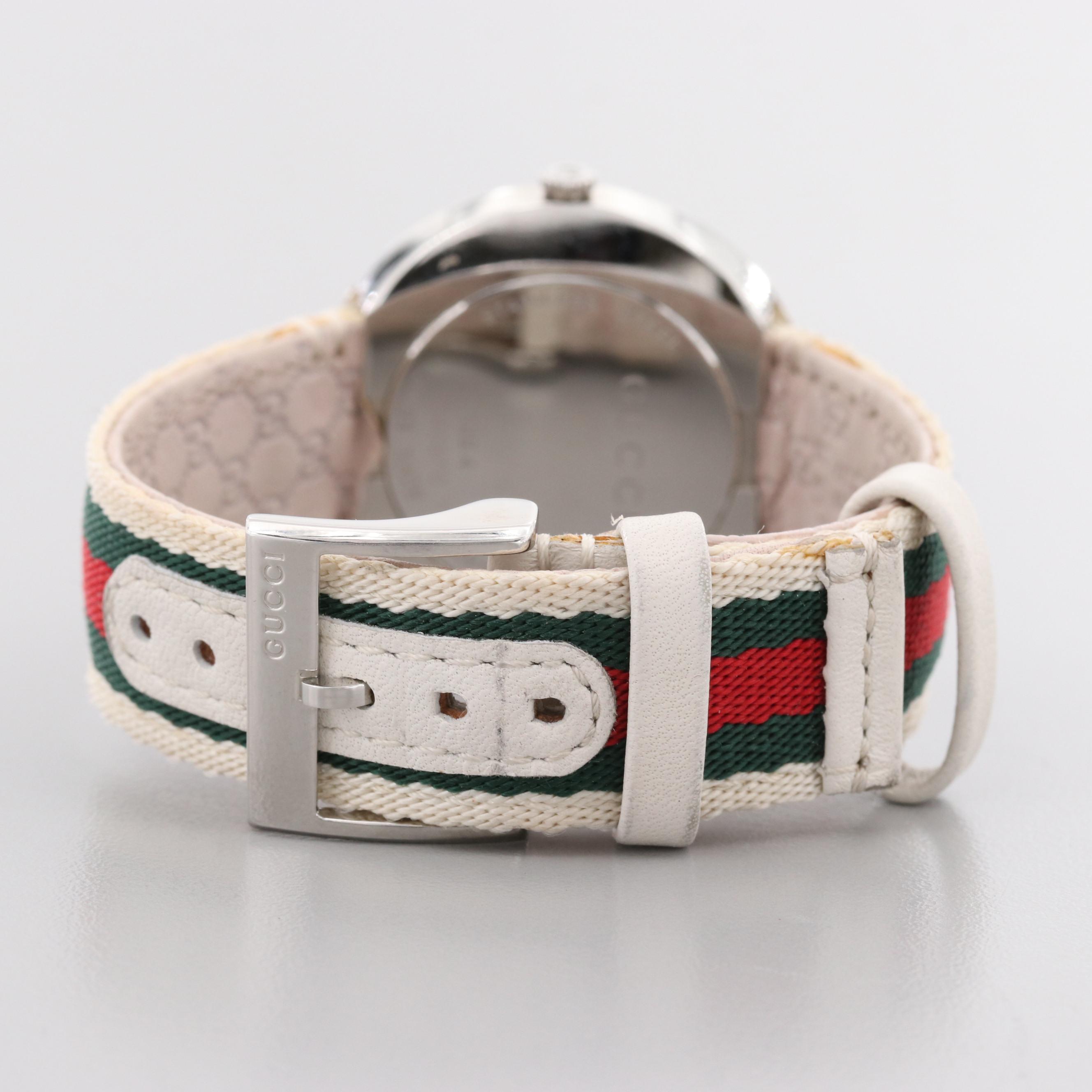 Gucci Stainless Steel Watch With White leather Bezel
