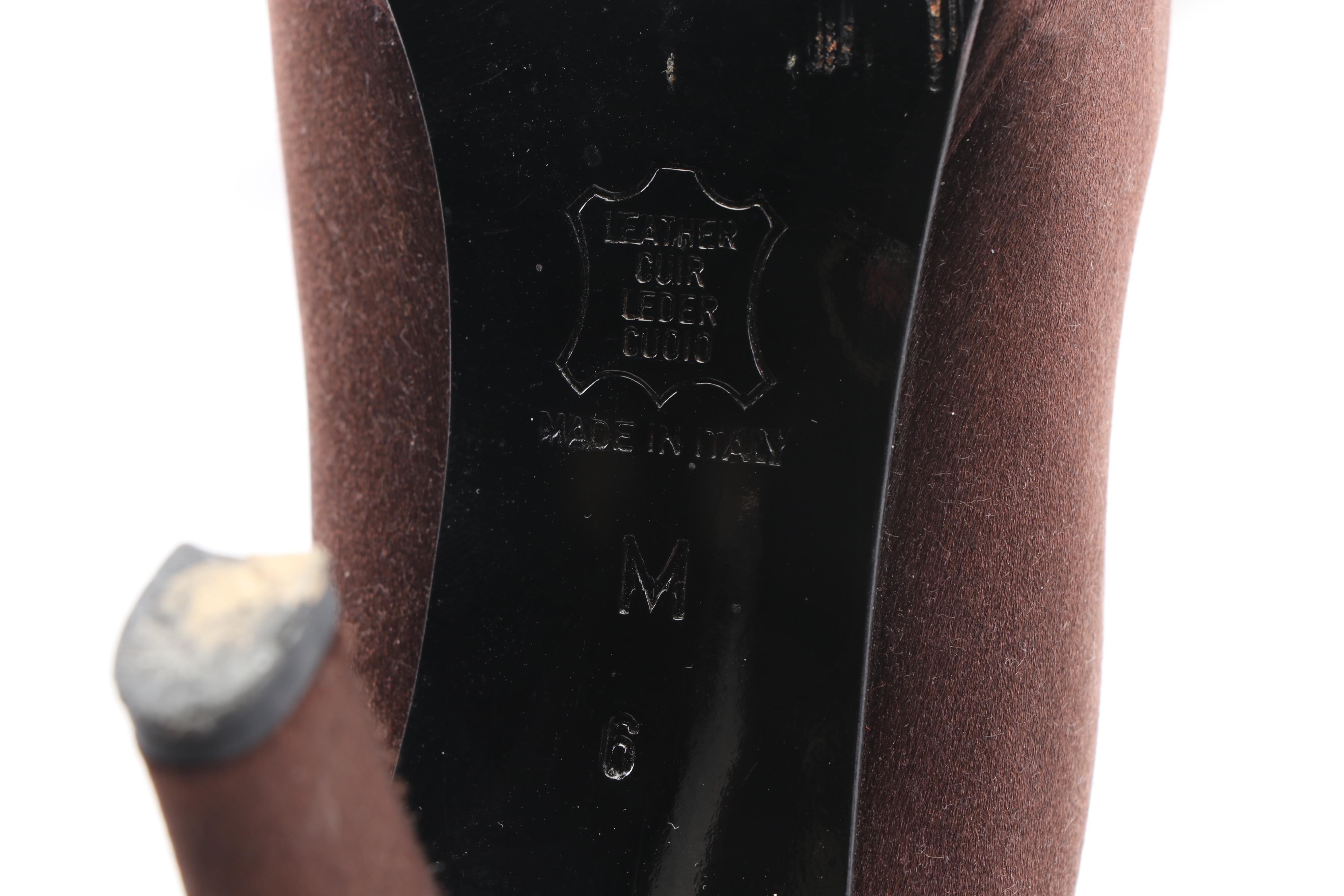 Yves Saint Laurent Brown Silk Platform Pumps