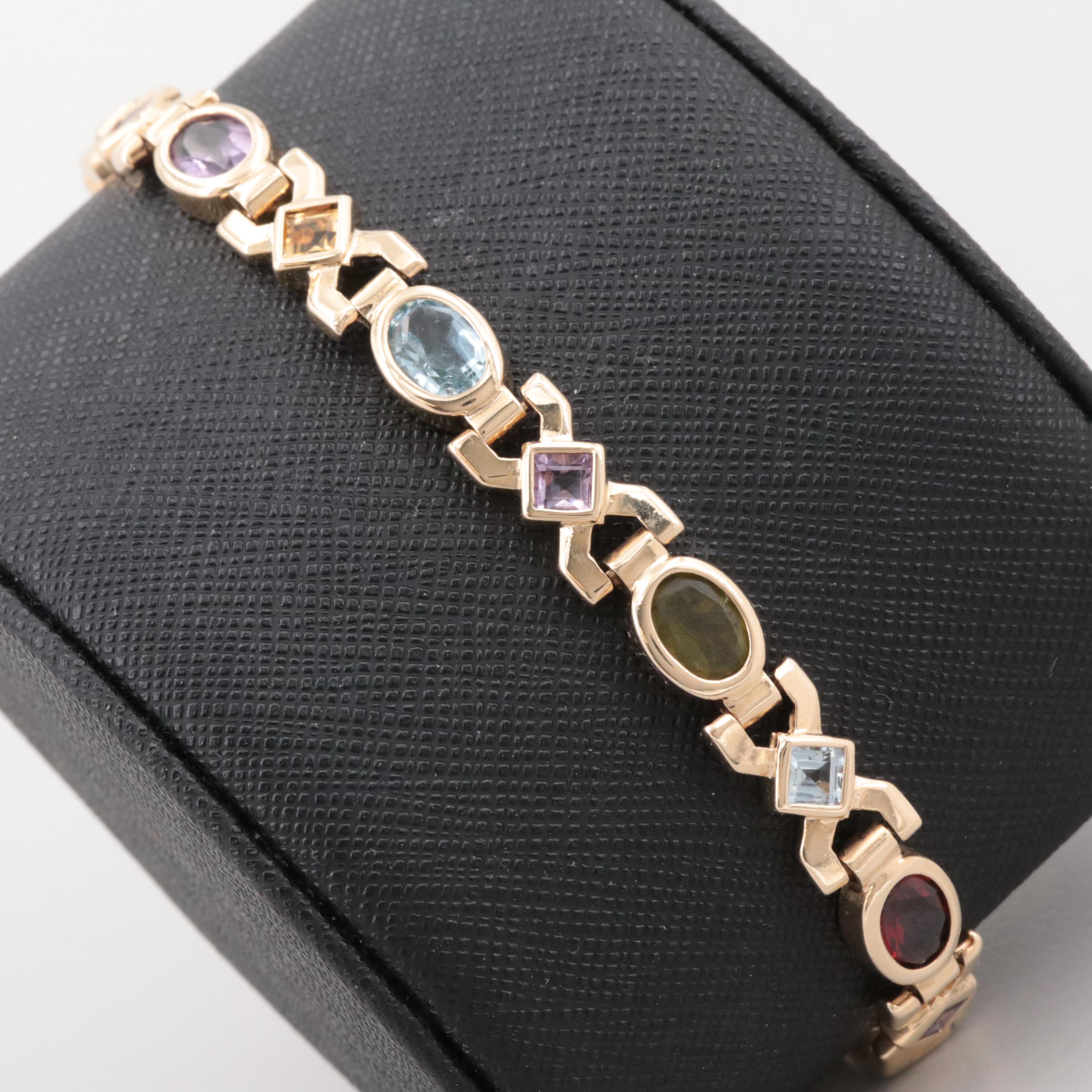 14K Yellow Gold Gemstone Bracelet