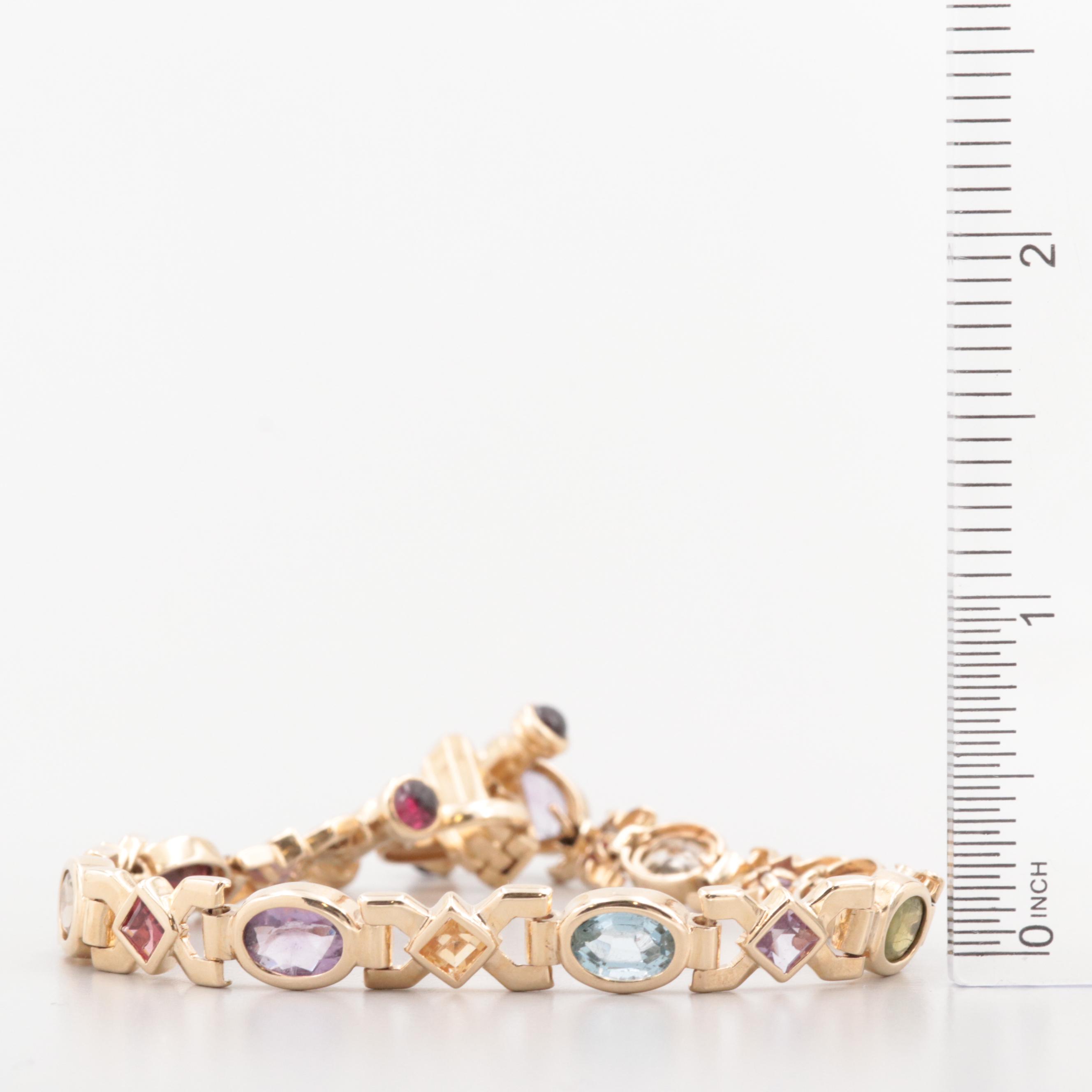 14K Yellow Gold Gemstone Bracelet
