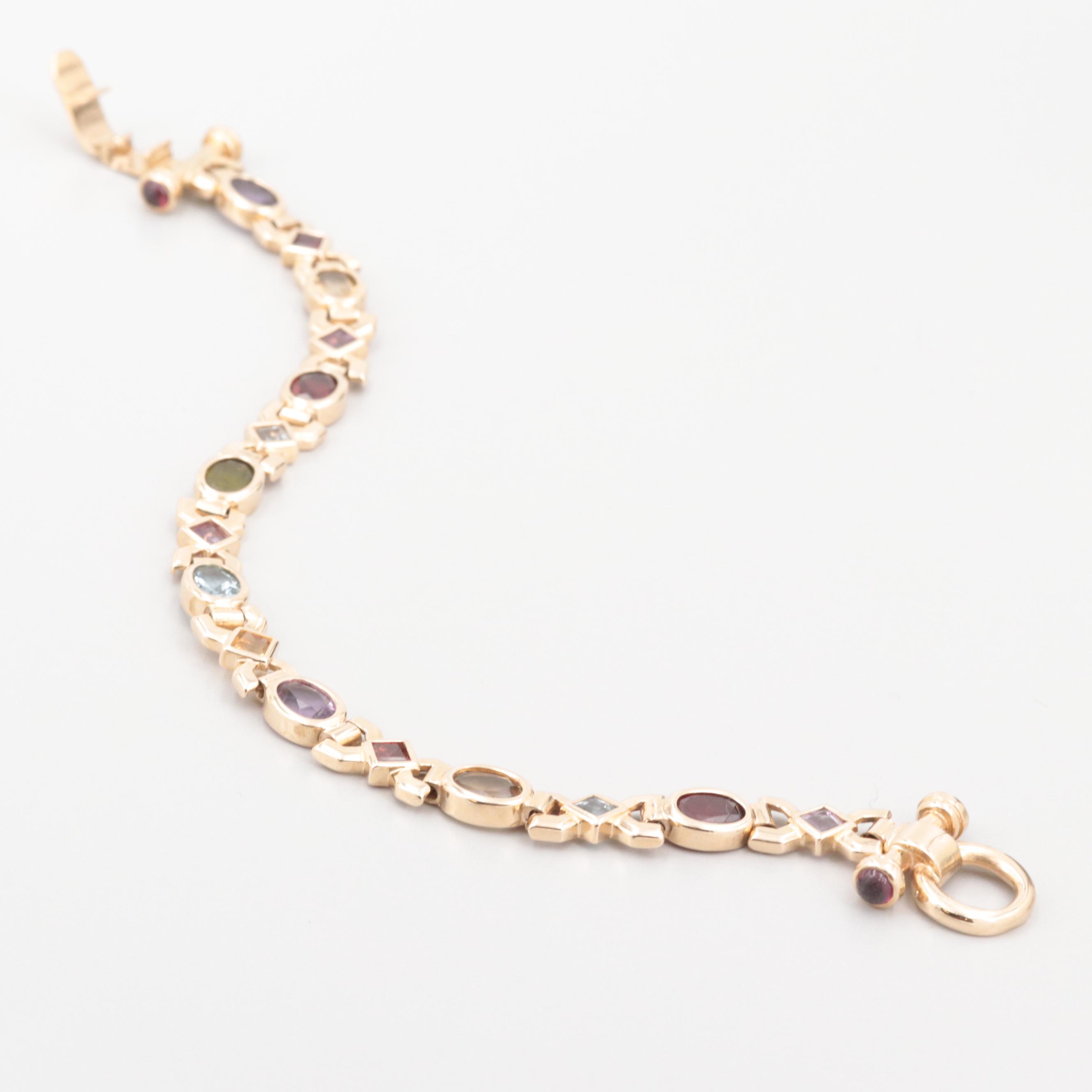 14K Yellow Gold Gemstone Bracelet