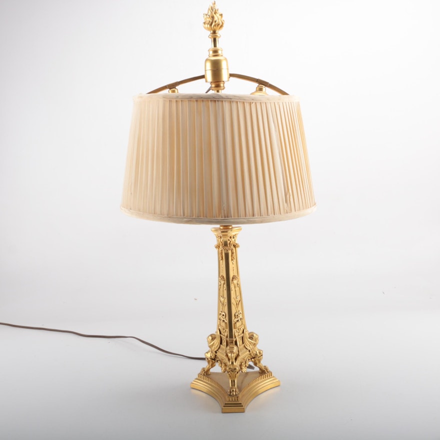 Anicent Grecian Style Metal Table Lamp with Shade