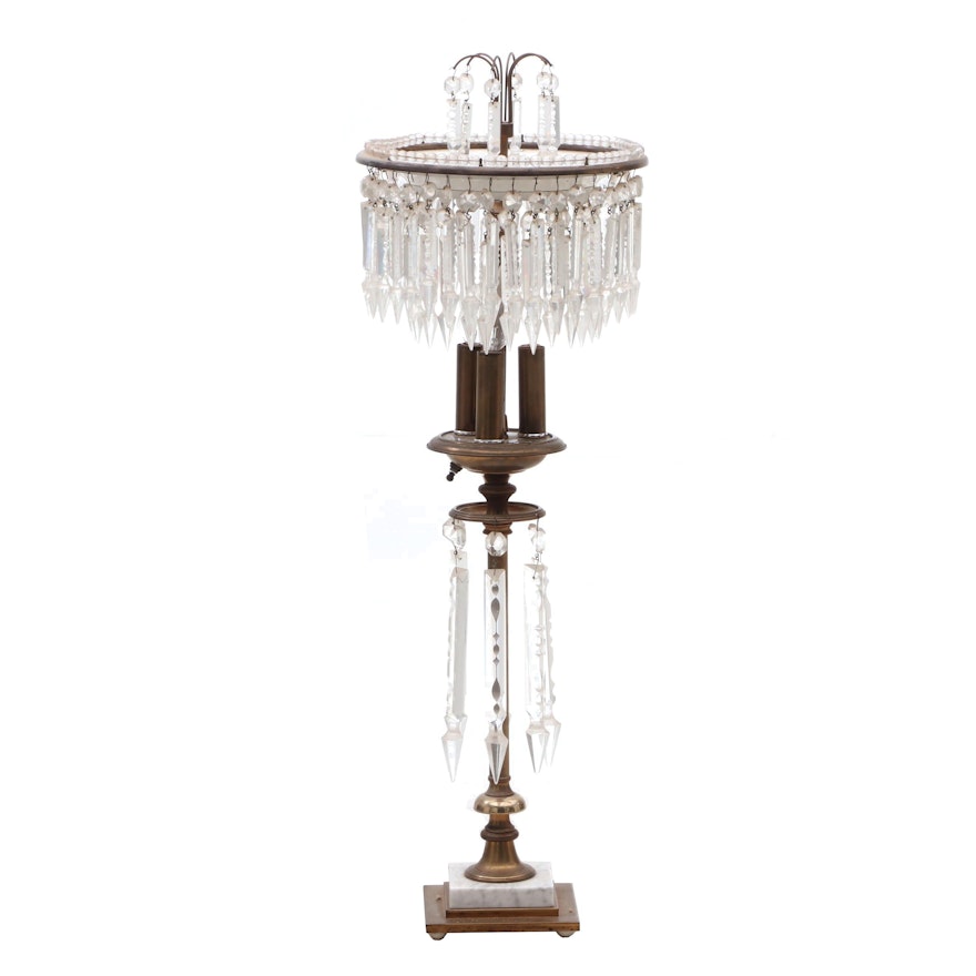 Hollywood Regency Style Prismatic Pendant Table Lamp