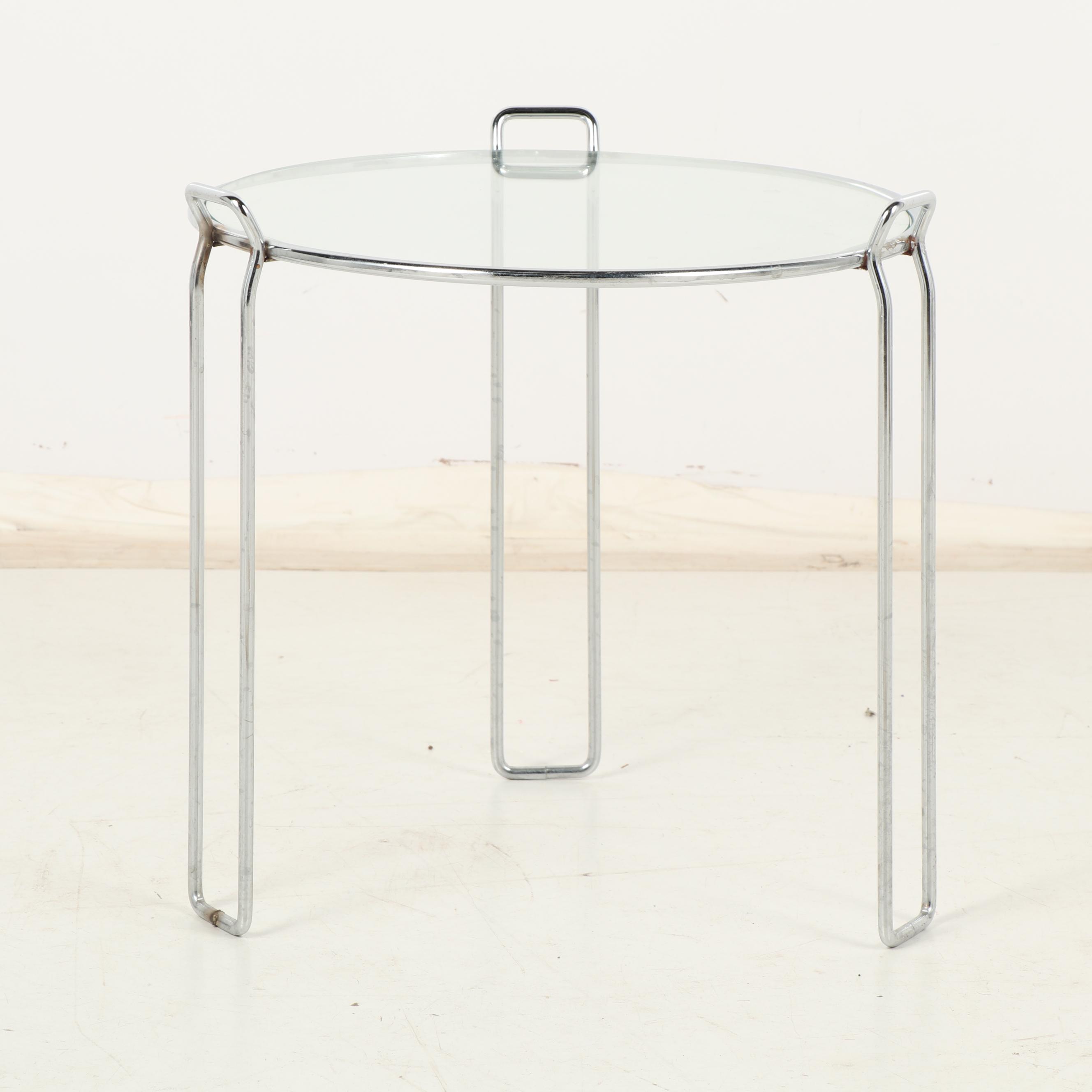 Three Round Glass and Chrome Nesting Tables