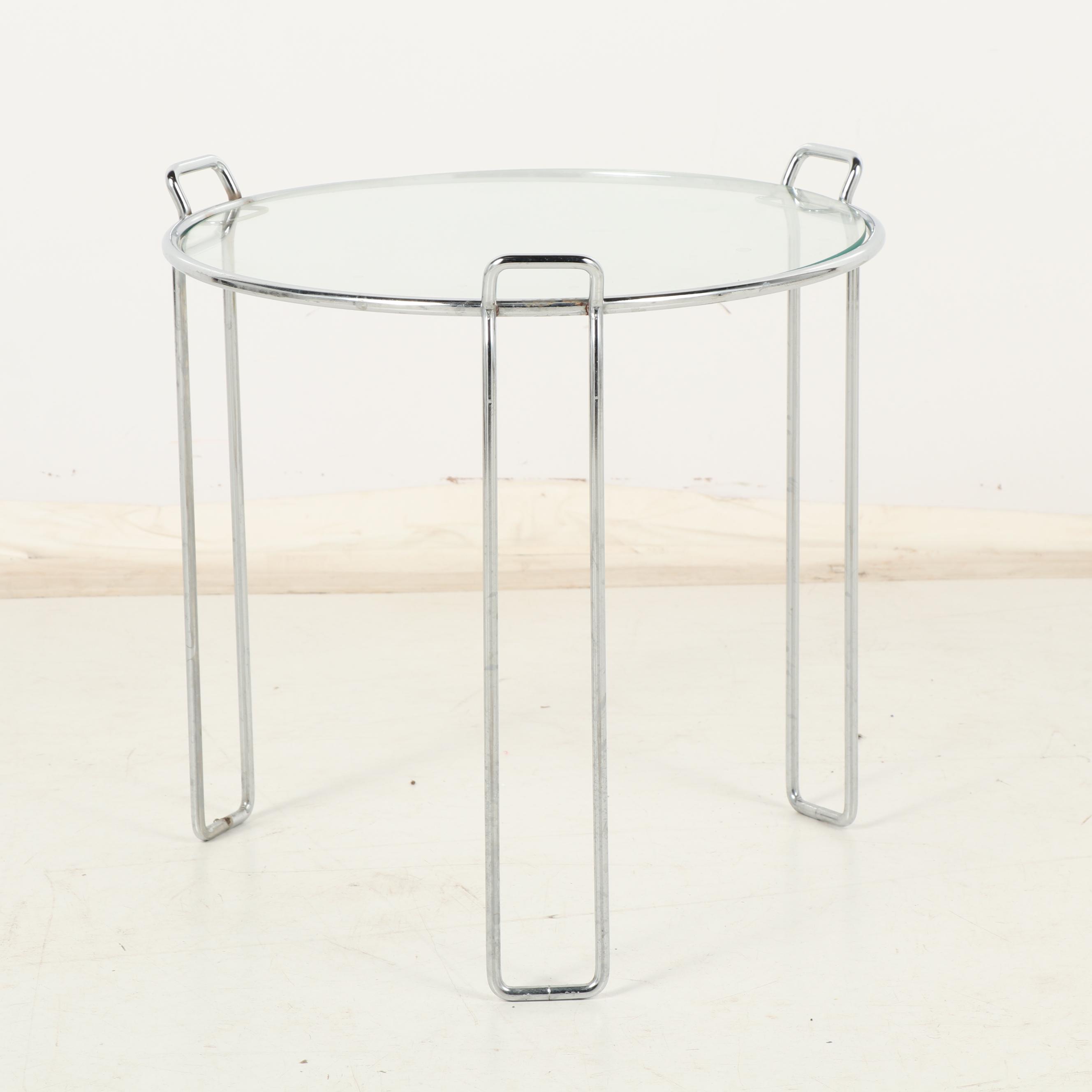 Three Round Glass and Chrome Nesting Tables