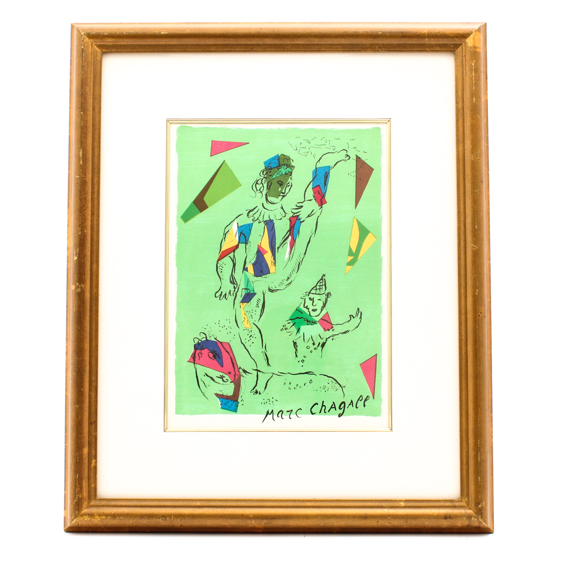 Marc Chagall Color Lithograph "Green Acrobat" from "Derrière le Miroir"