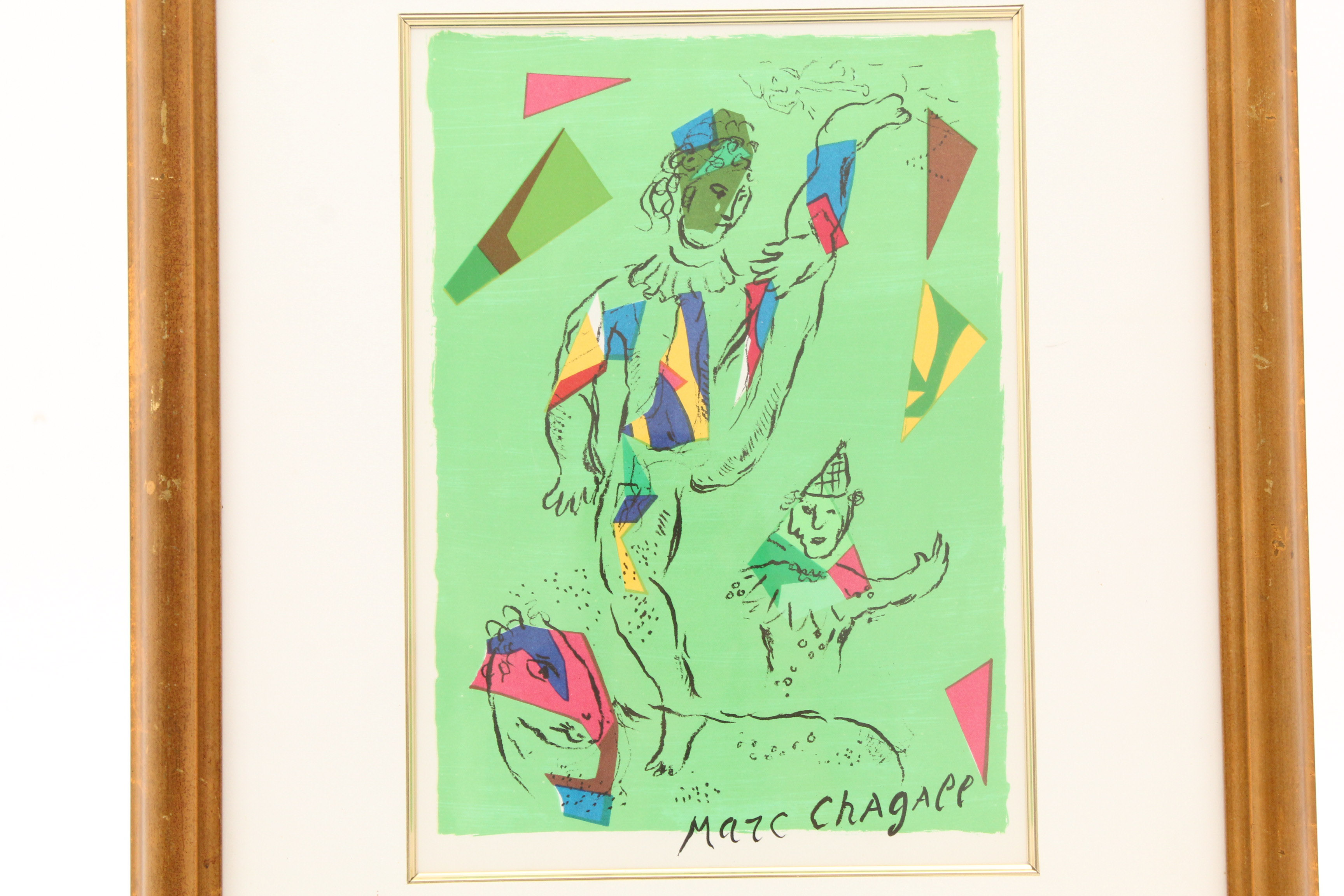 Marc Chagall Color Lithograph "Green Acrobat" from "Derrière le Miroir"