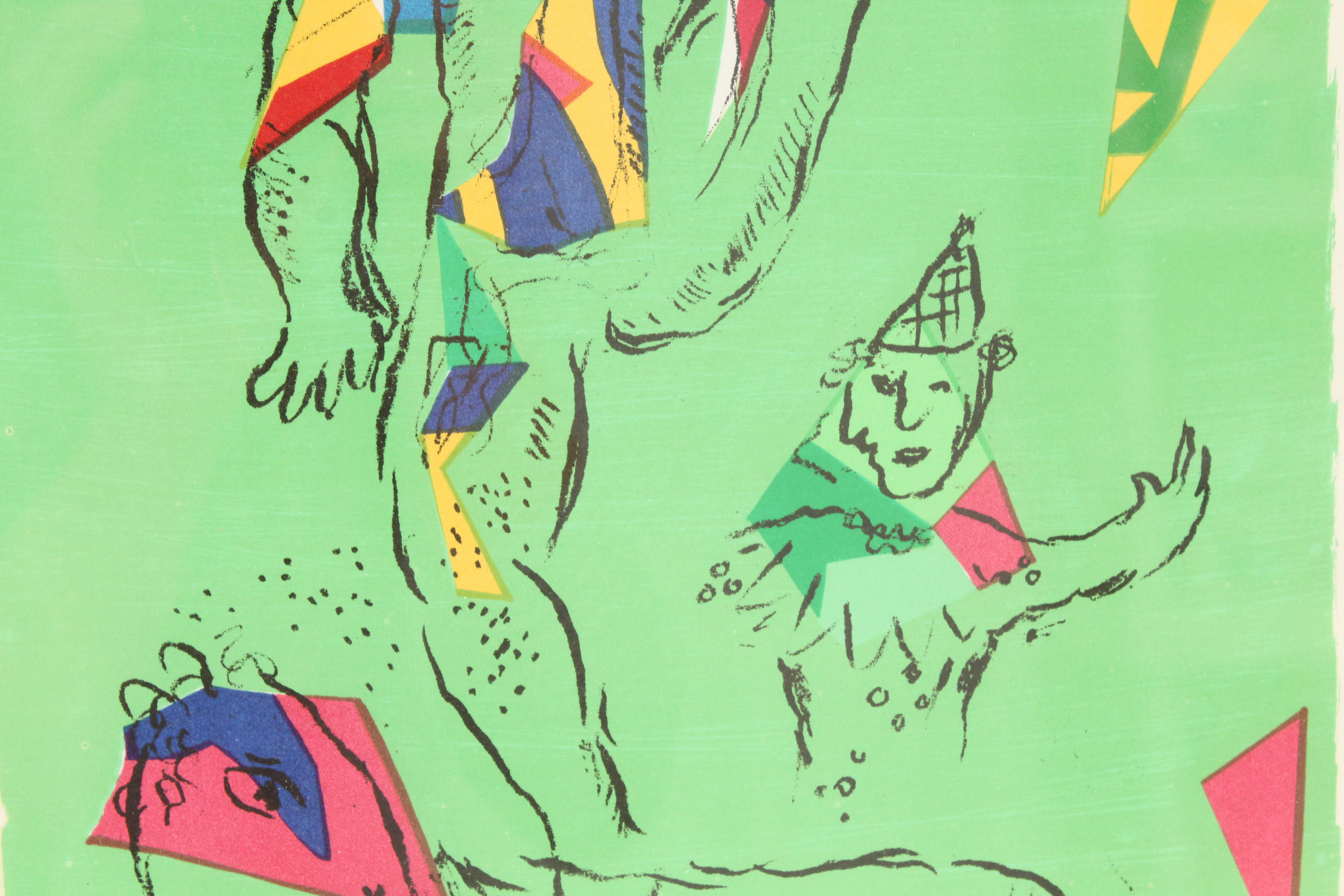 Marc Chagall Color Lithograph "Green Acrobat" from "Derrière le Miroir"